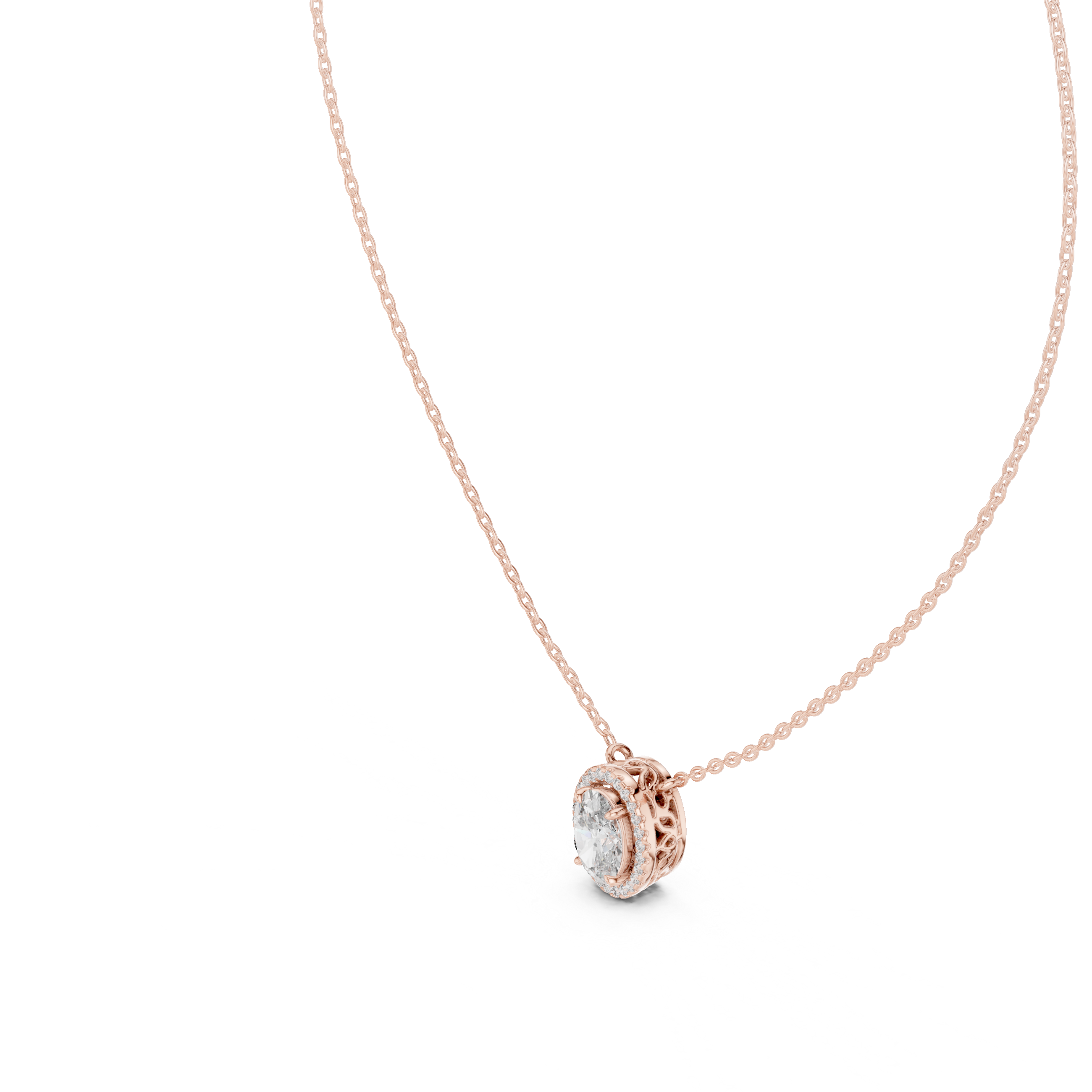 Oval Halo Diamond Pendant Corvexa Jewellery