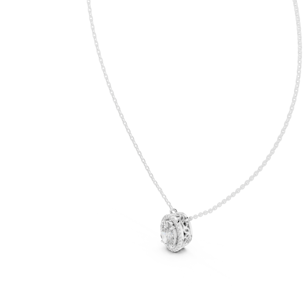 Oval Halo Diamond Pendant Corvexa Jewellery
