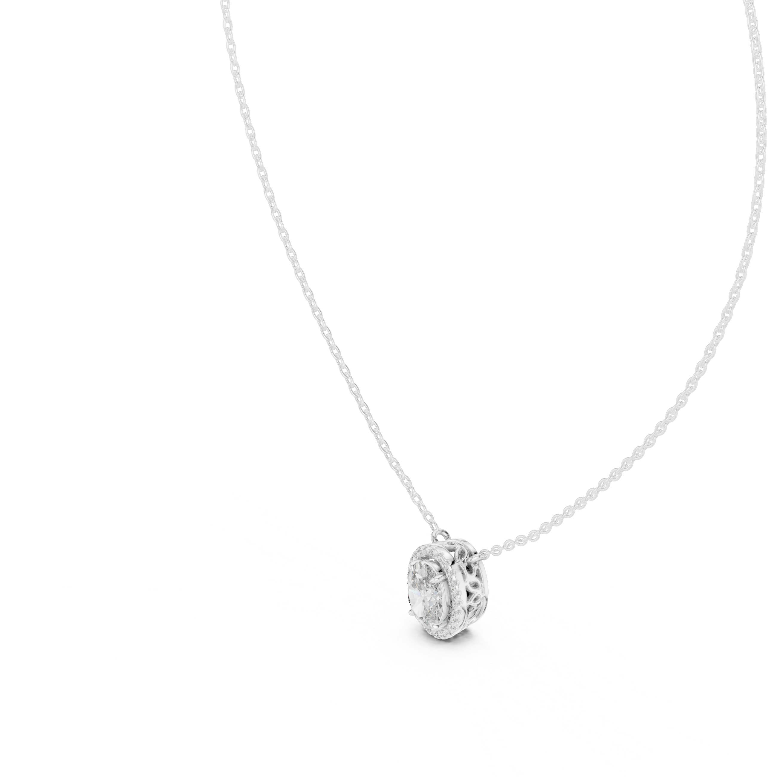 Oval Halo Diamond Pendant Corvexa Jewellery