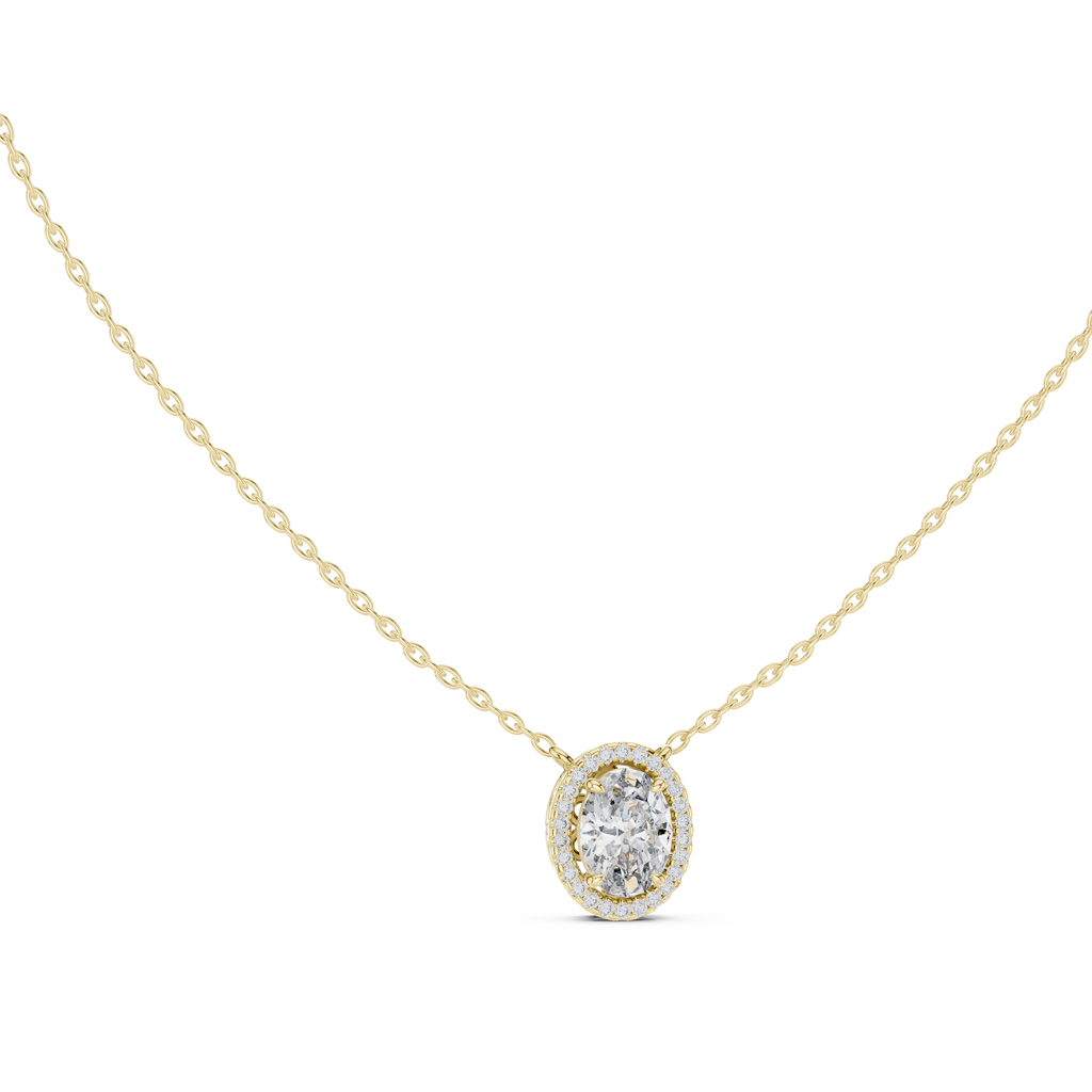 Oval Halo Diamond Pendant Corvexa Jewellery