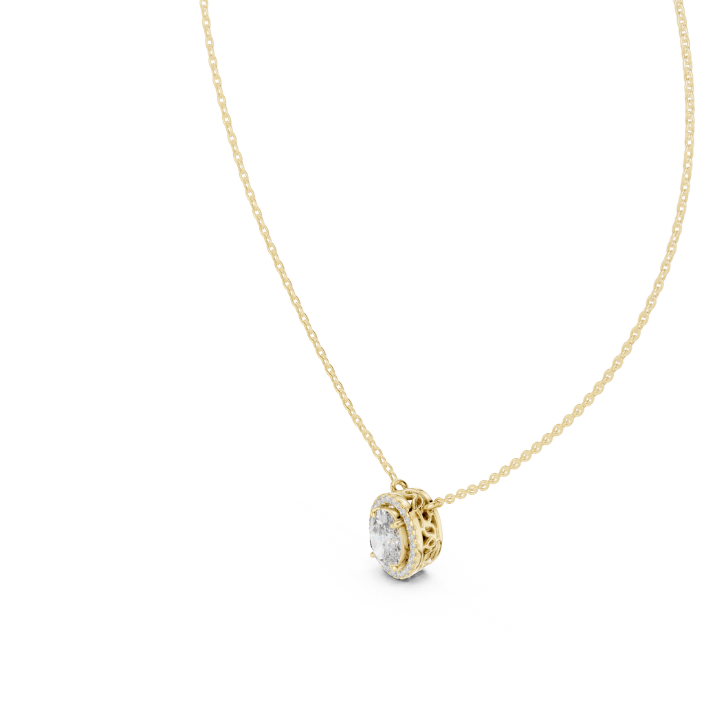 Oval Halo Diamond Pendant Corvexa Jewellery