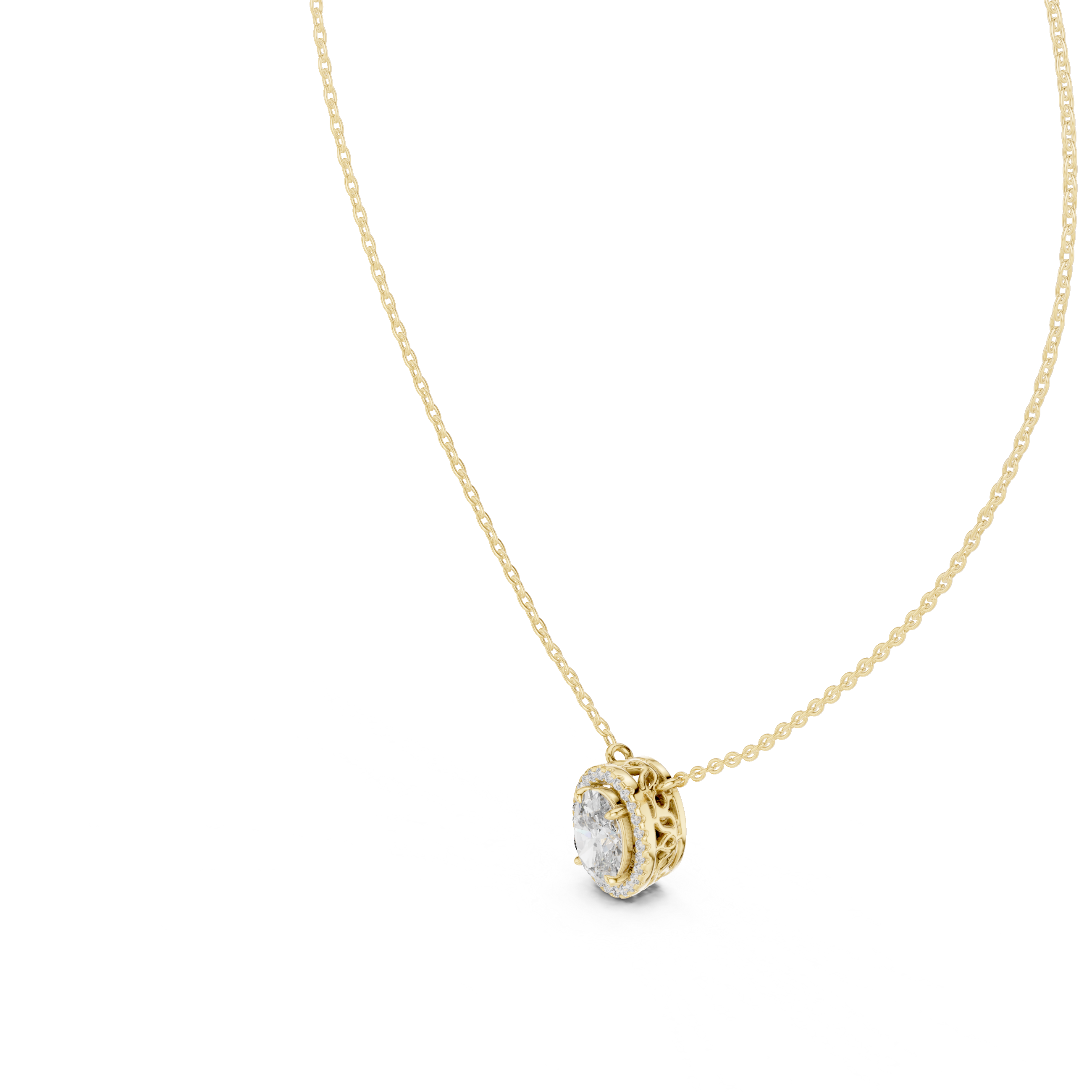 Oval Halo Diamond Pendant Corvexa Jewellery