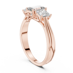Emerald & Princess Cut Three Stone Diamond Ring