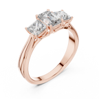 Emerald & Princess Cut Three Stone Diamond Ring