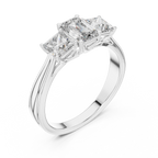 Emerald & Princess Cut Three Stone Diamond Ring