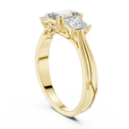 Emerald & Princess Cut Three Stone Diamond Ring