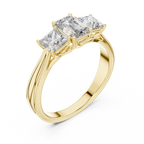 Emerald & Princess Cut Three Stone Diamond Ring