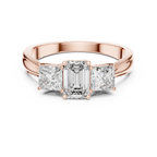 Emerald & Princess Cut Three Stone Diamond Ring
