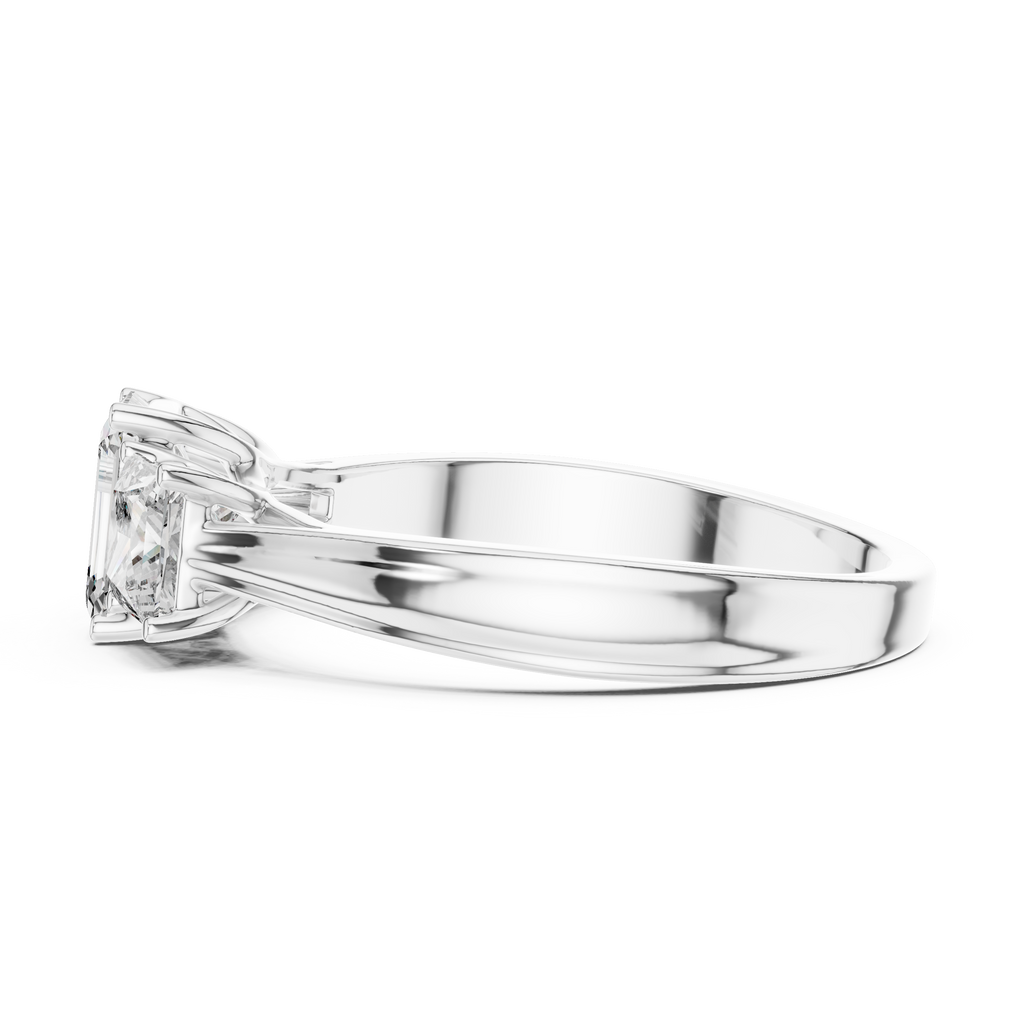 Emerald & Princess Cut Three Stone Diamond Ring