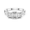Emerald & Princess Cut Three Stone Diamond Ring
