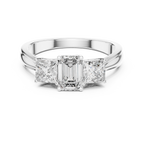 Emerald & Princess Cut Three Stone Diamond Ring