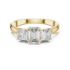 Emerald & Princess Cut Three Stone Diamond Ring
