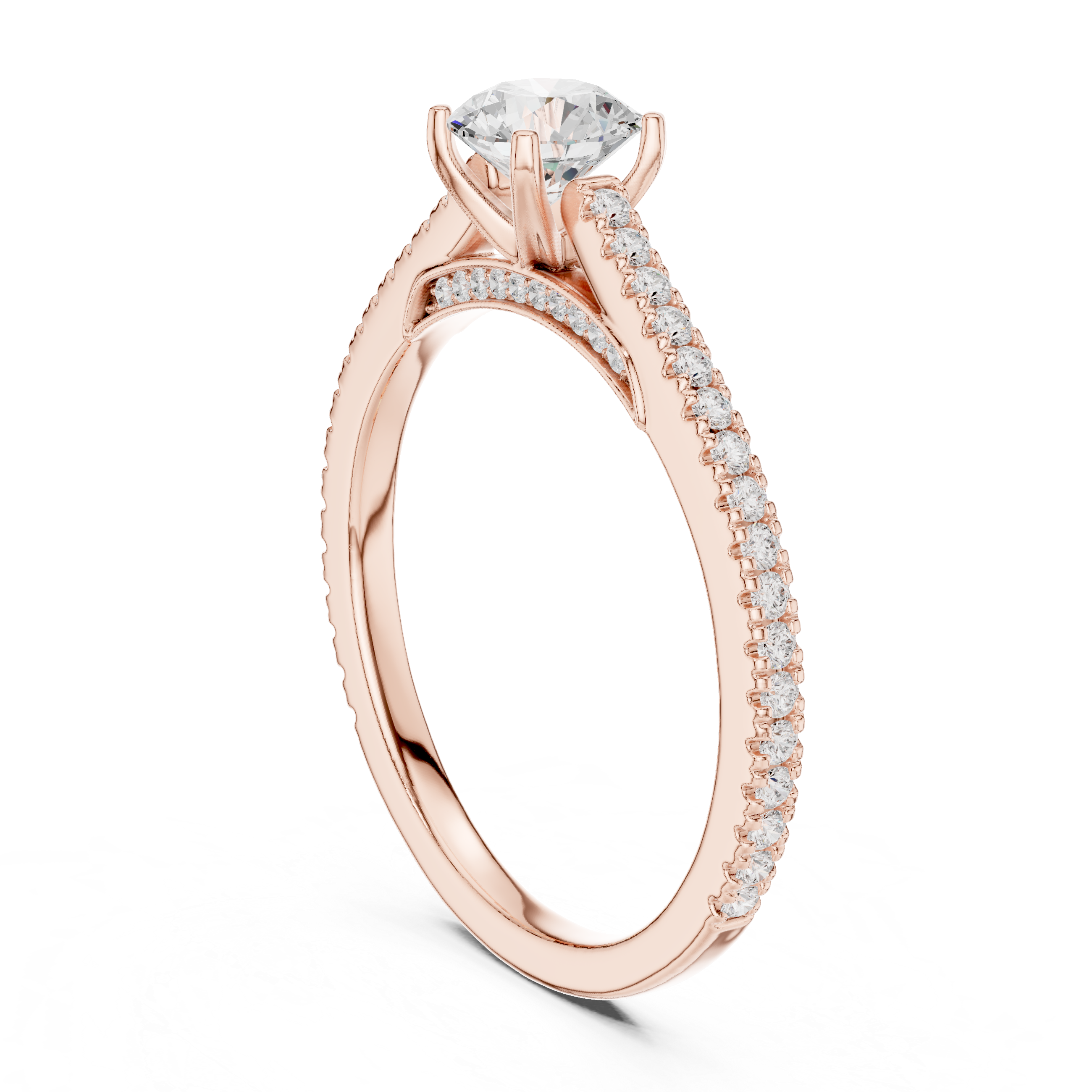 Round Diamond Pavé Engagement Ring