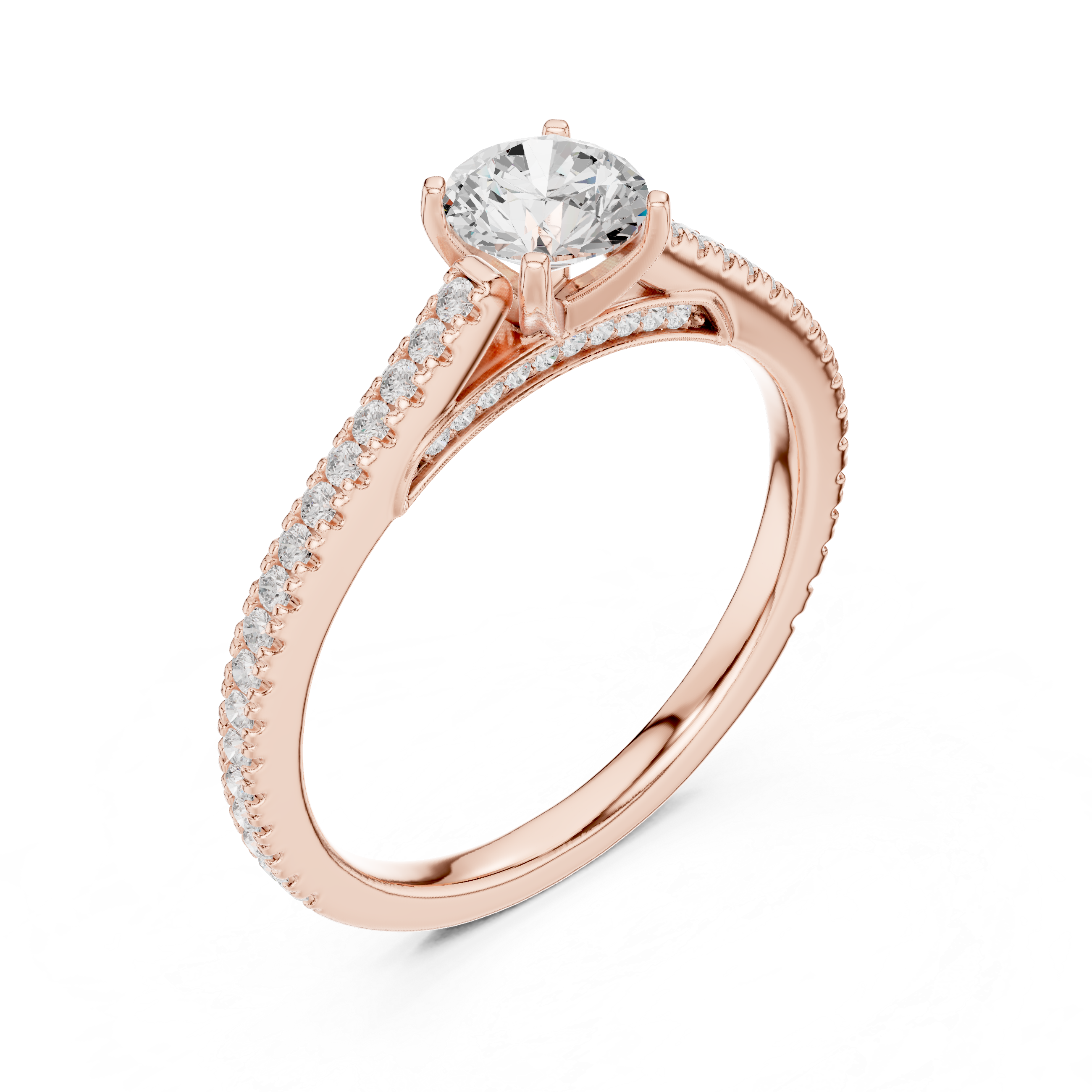 Round Diamond Pavé Engagement Ring