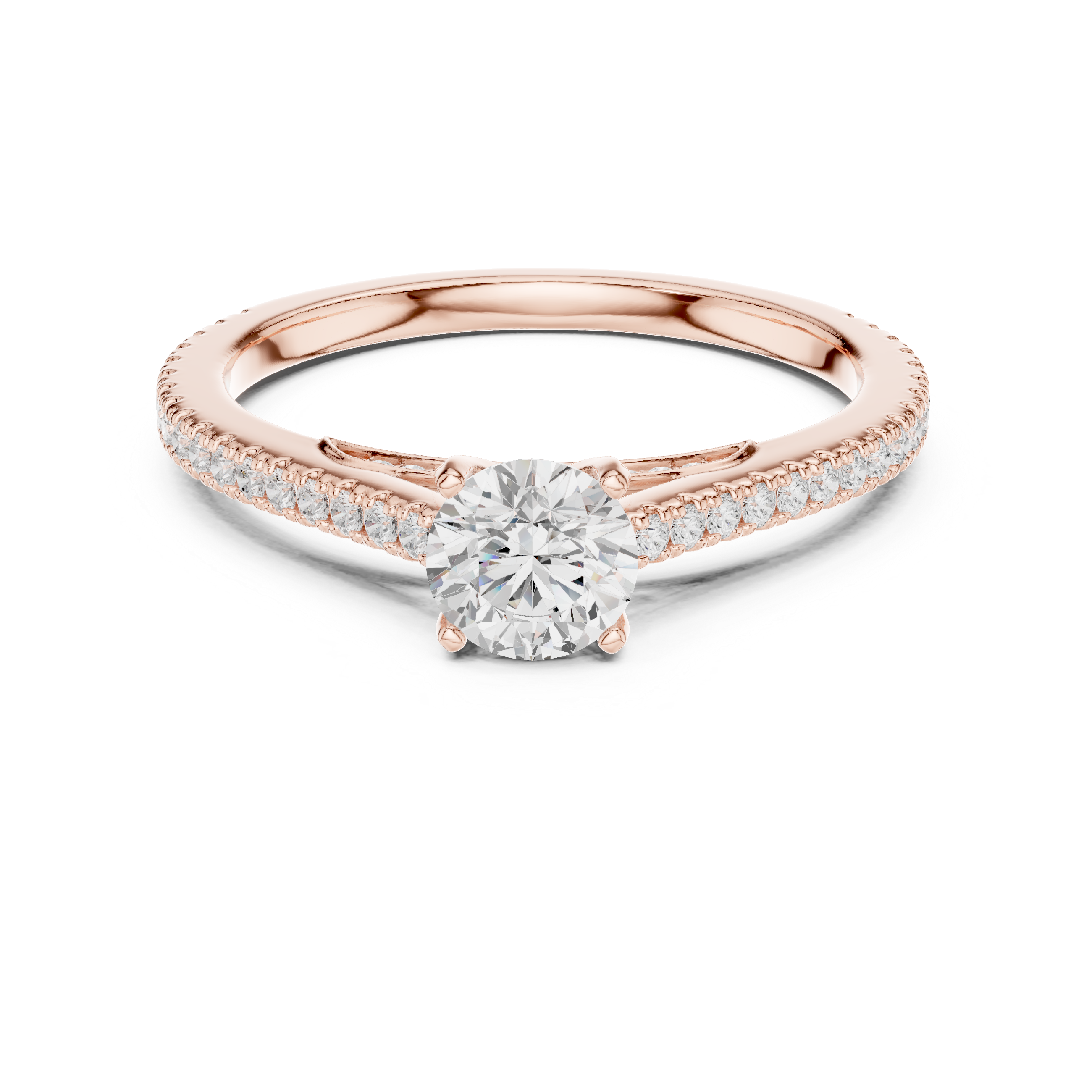 Round Diamond Pavé Engagement Ring