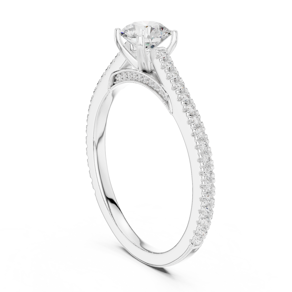 Round Diamond Pavé Engagement Ring