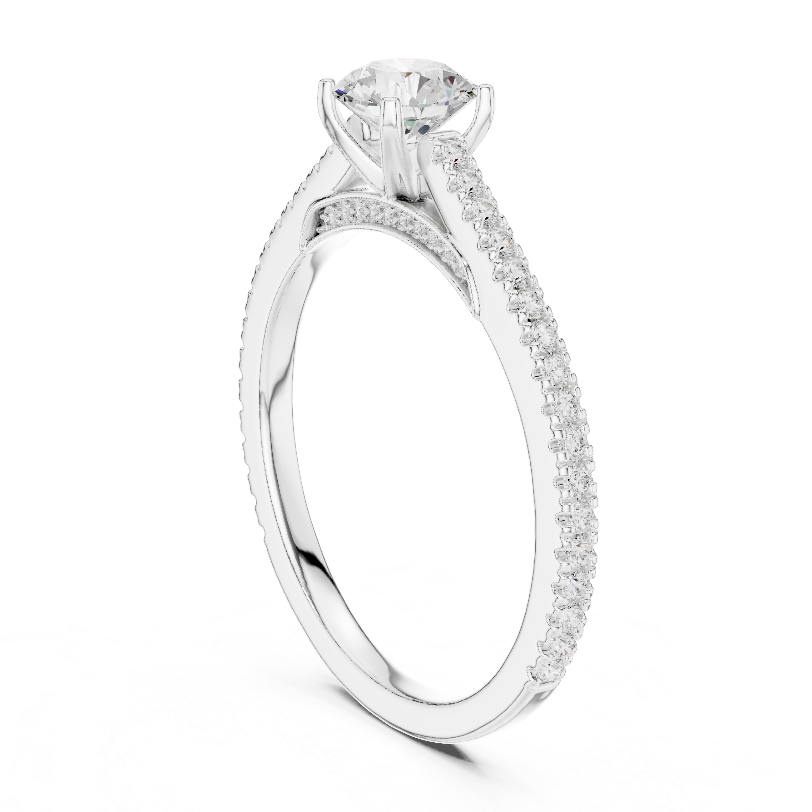 Round Diamond Pavé Engagement Ring