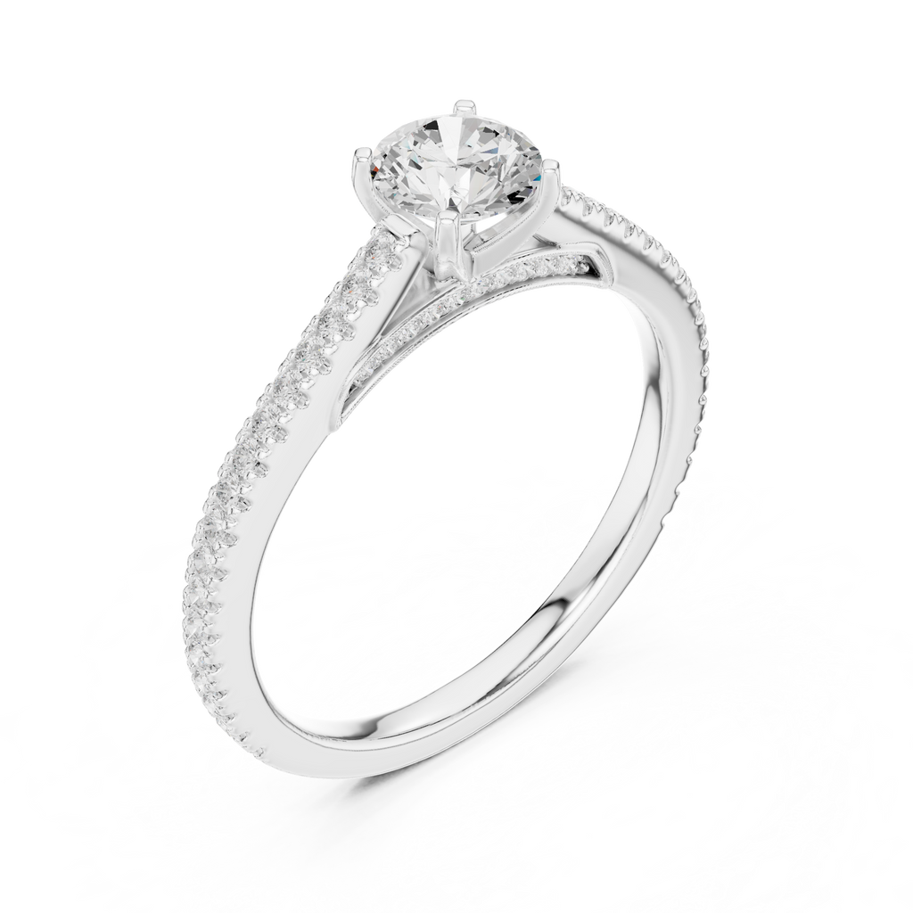 Round Diamond Pavé Engagement Ring