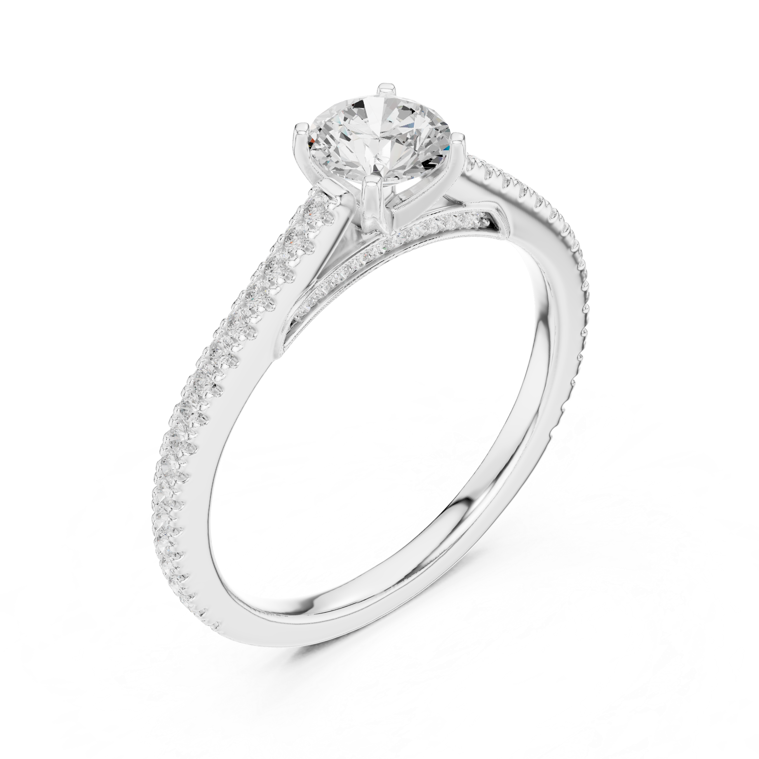 Round Diamond Pavé Engagement Ring