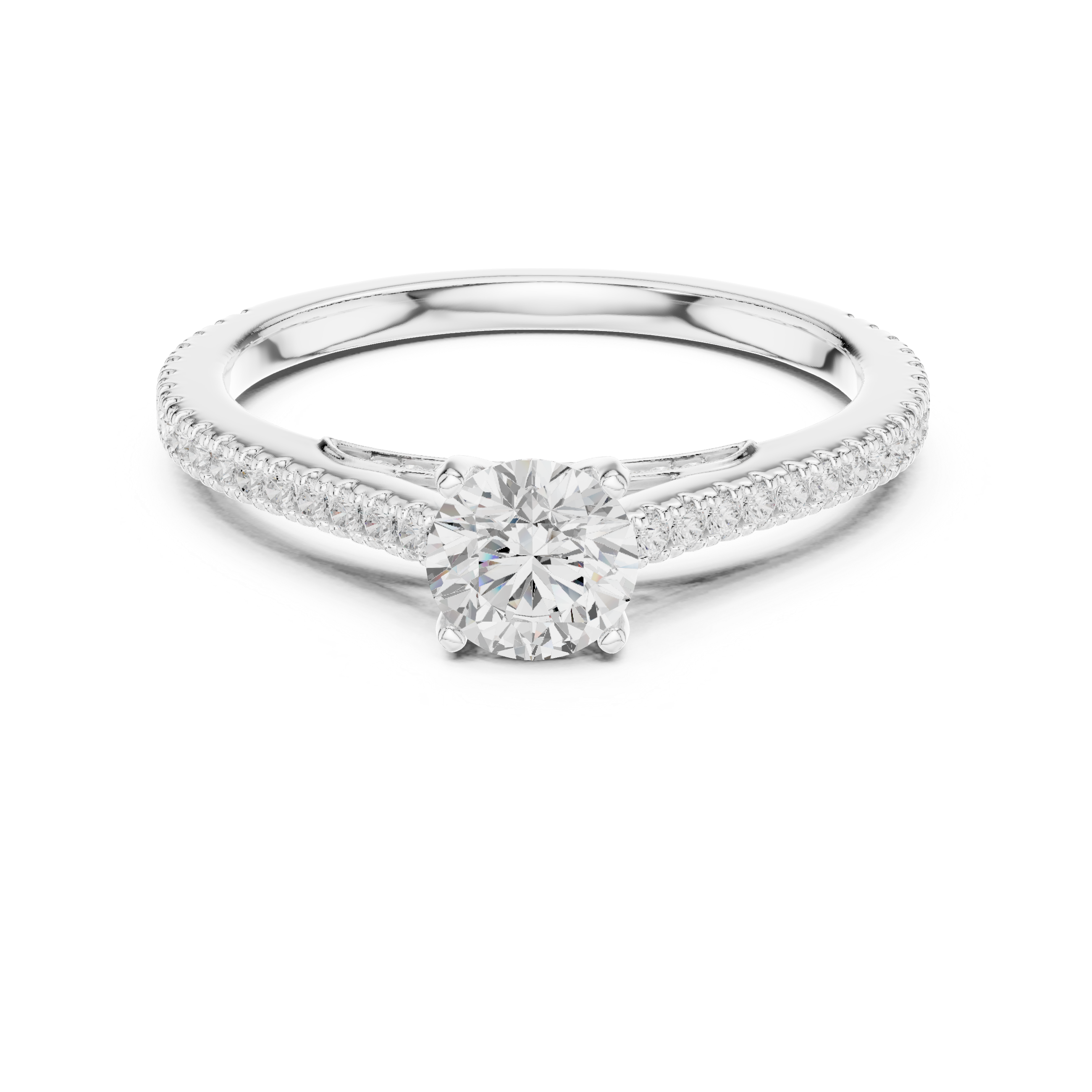 Round Diamond Pavé Engagement Ring