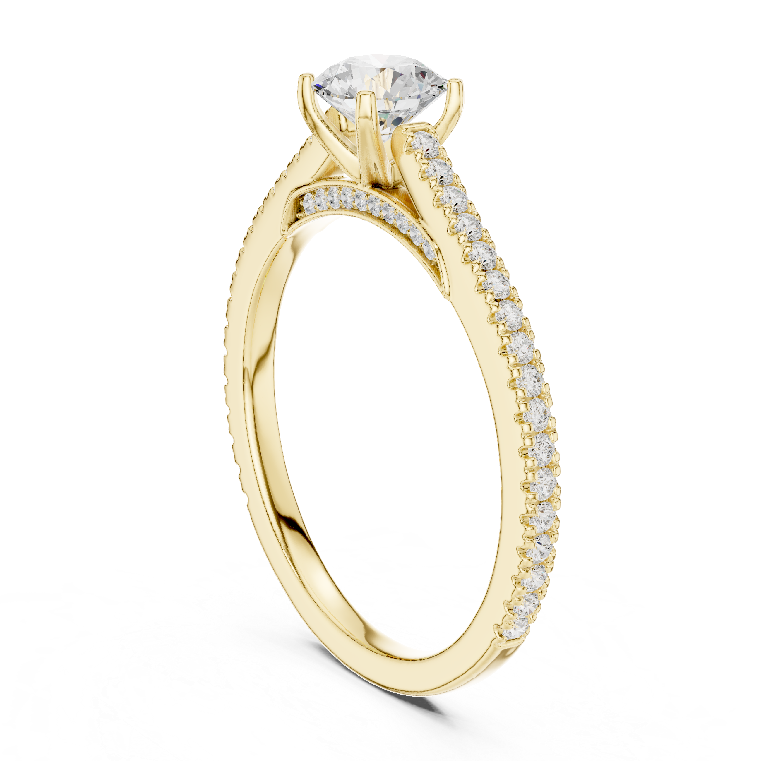 Round Diamond Pavé Engagement Ring