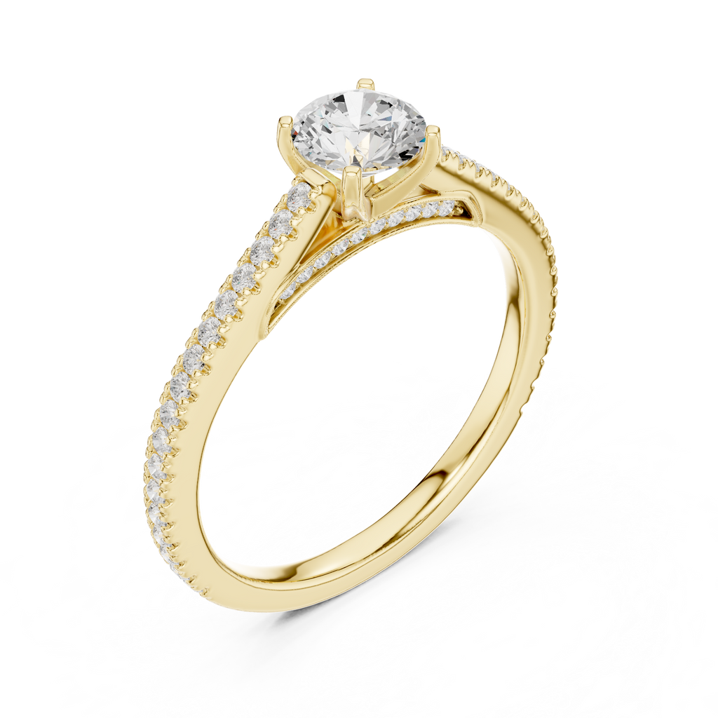 Round Diamond Pavé Engagement Ring