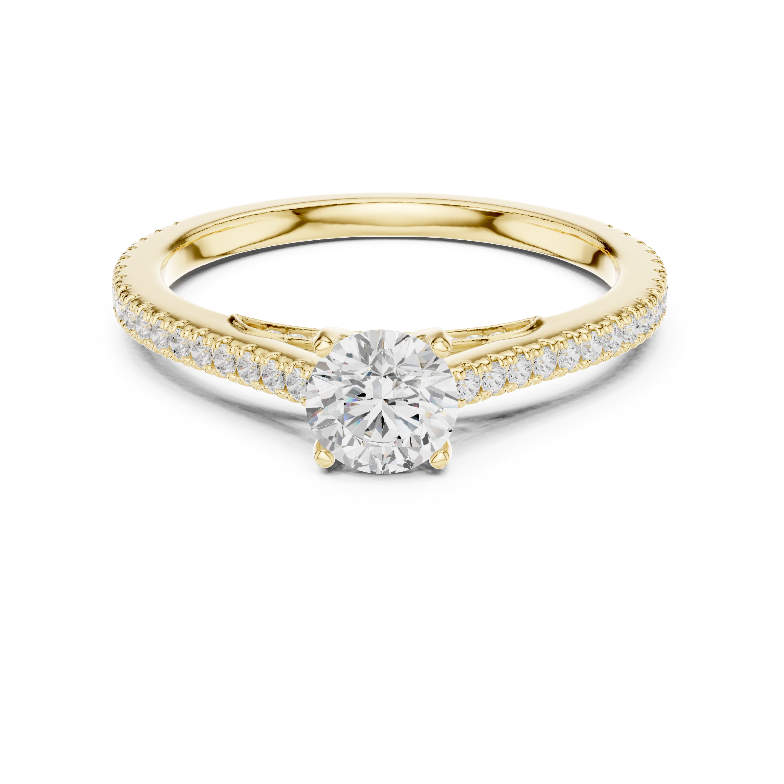 Round Diamond Pavé Engagement Ring