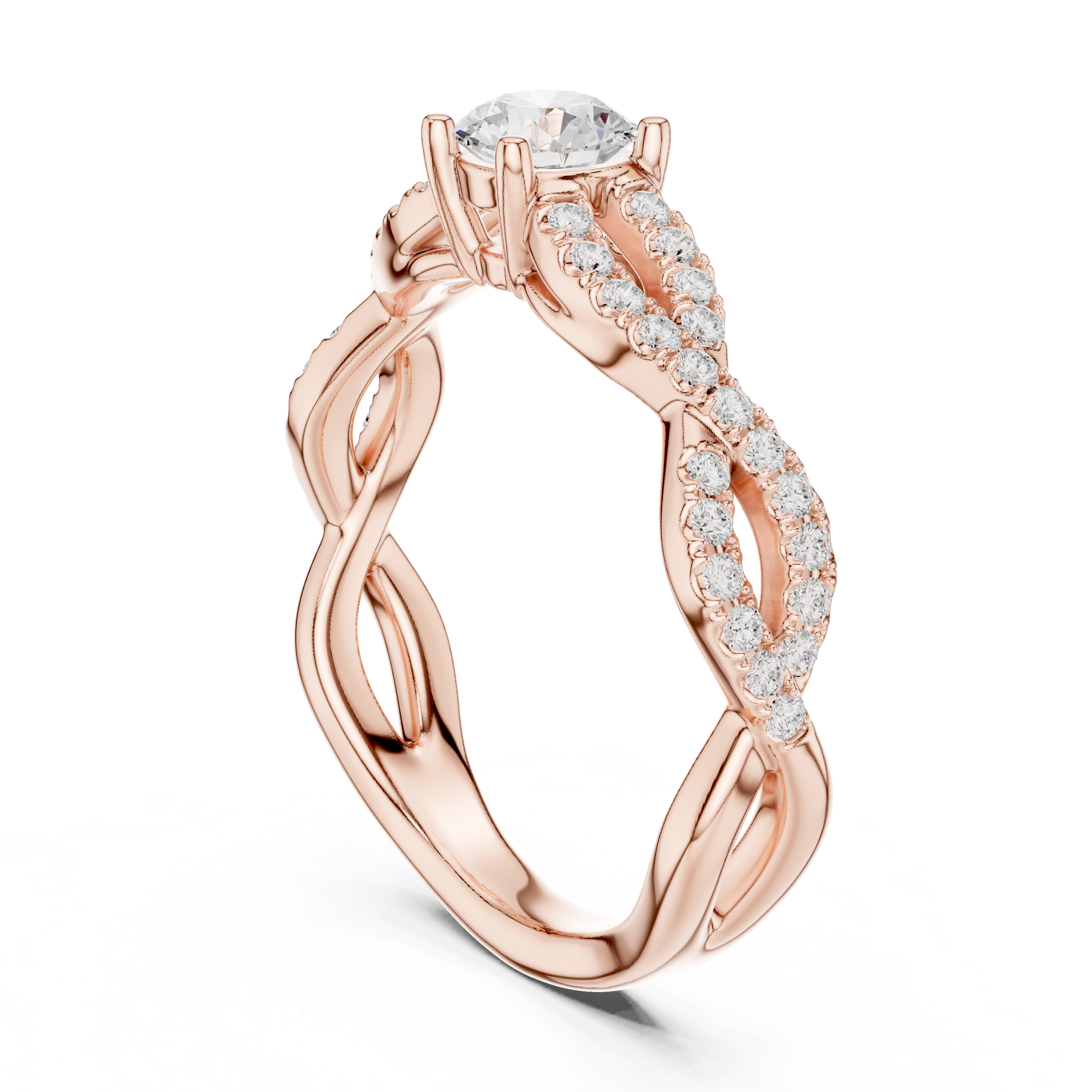 Twisted Pavé Diamond Engagement Ring