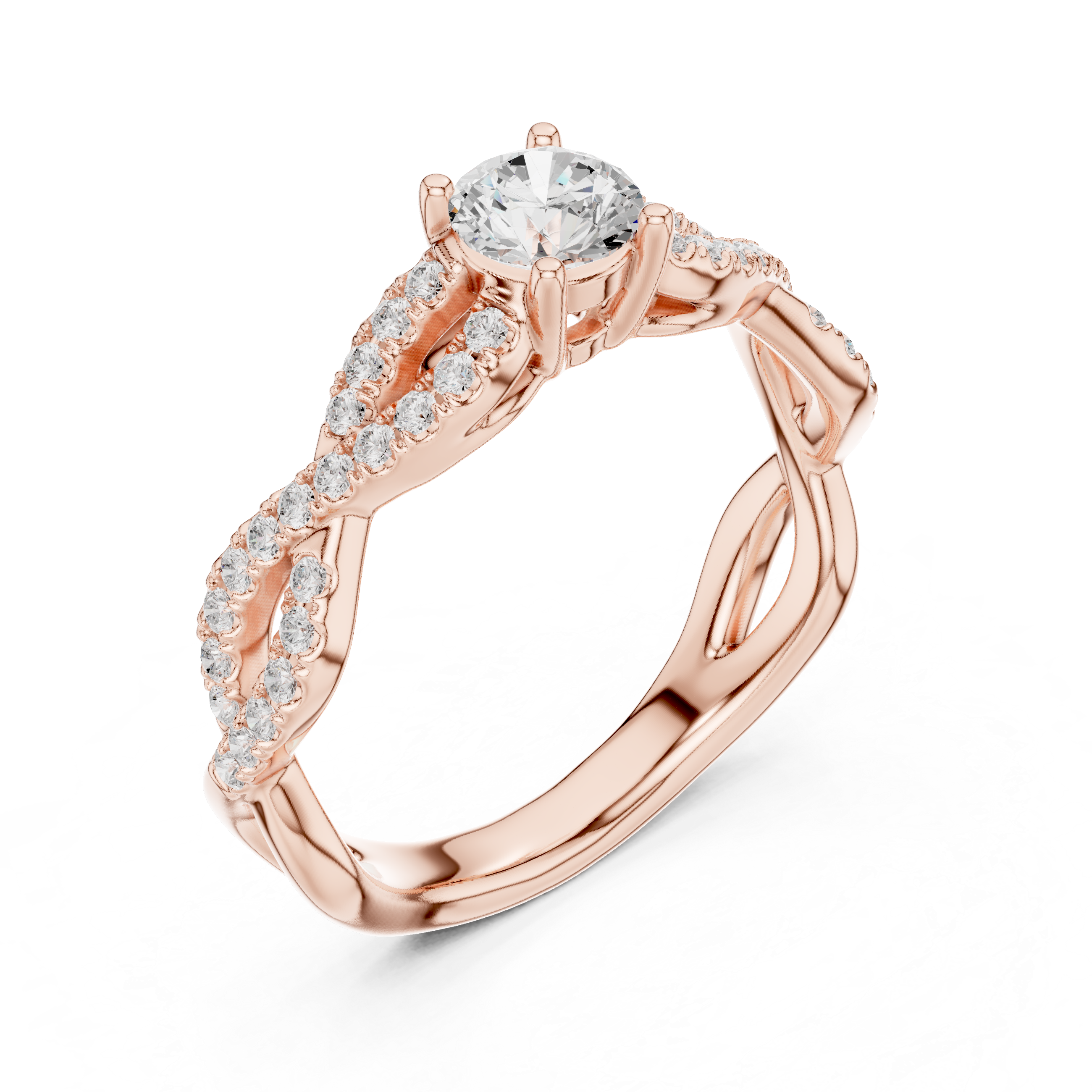 Twisted Pavé Diamond Engagement Ring