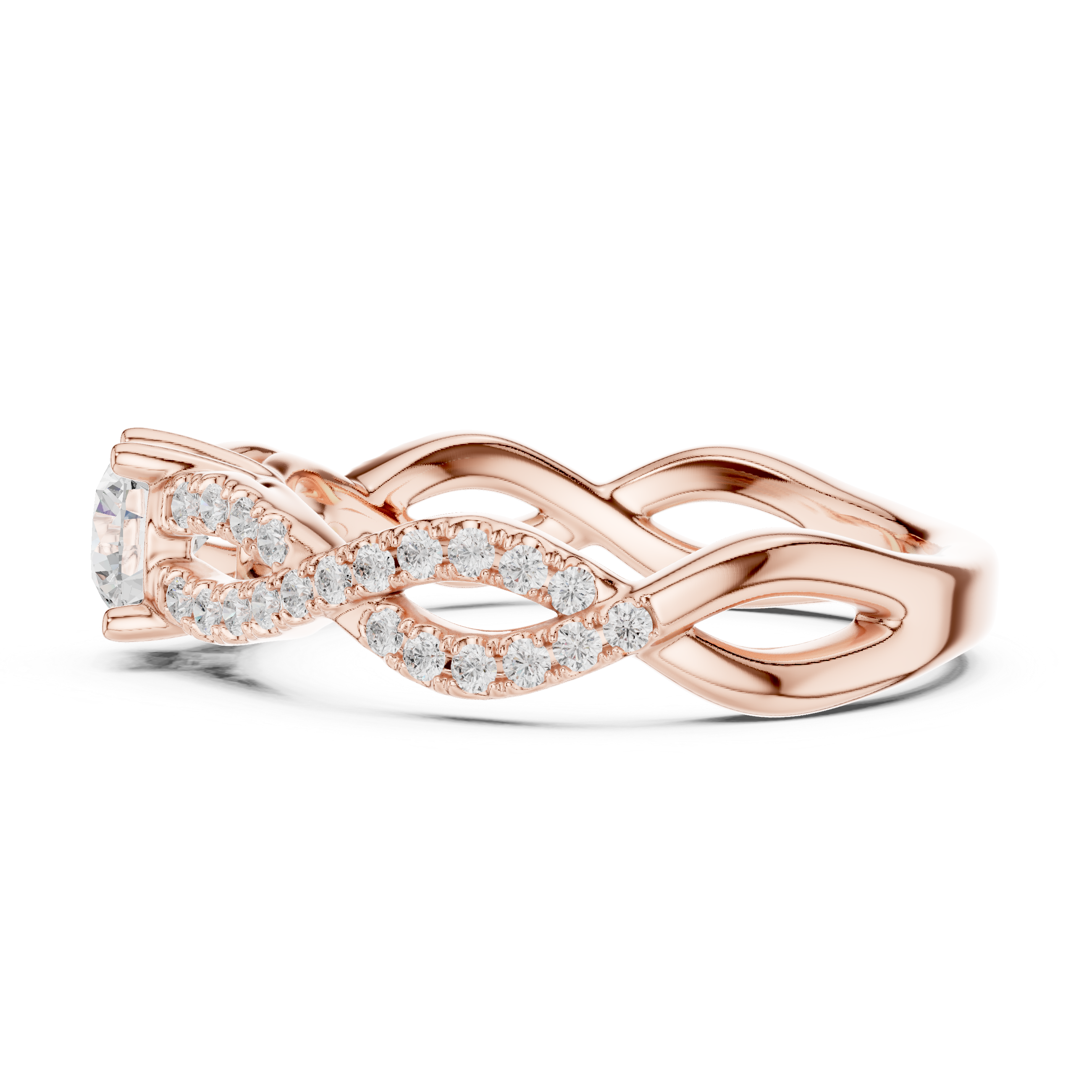 Twisted Pavé Diamond Engagement Ring