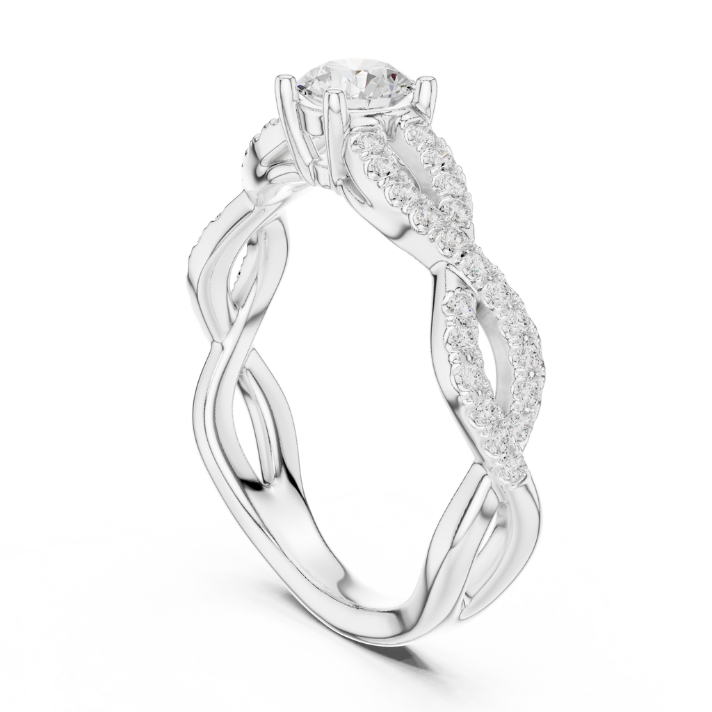Twisted Pavé Diamond Engagement Ring