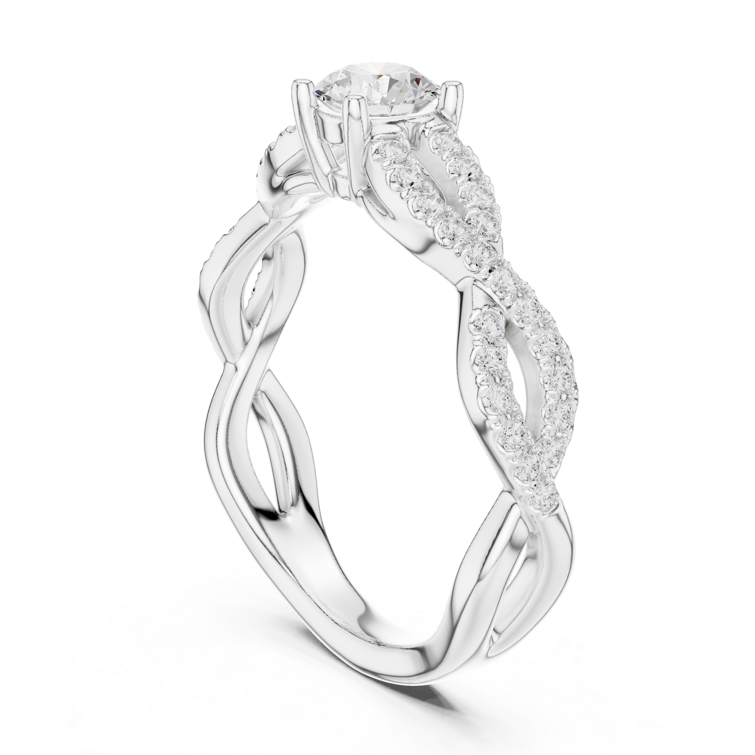 Twisted Pavé Diamond Engagement Ring