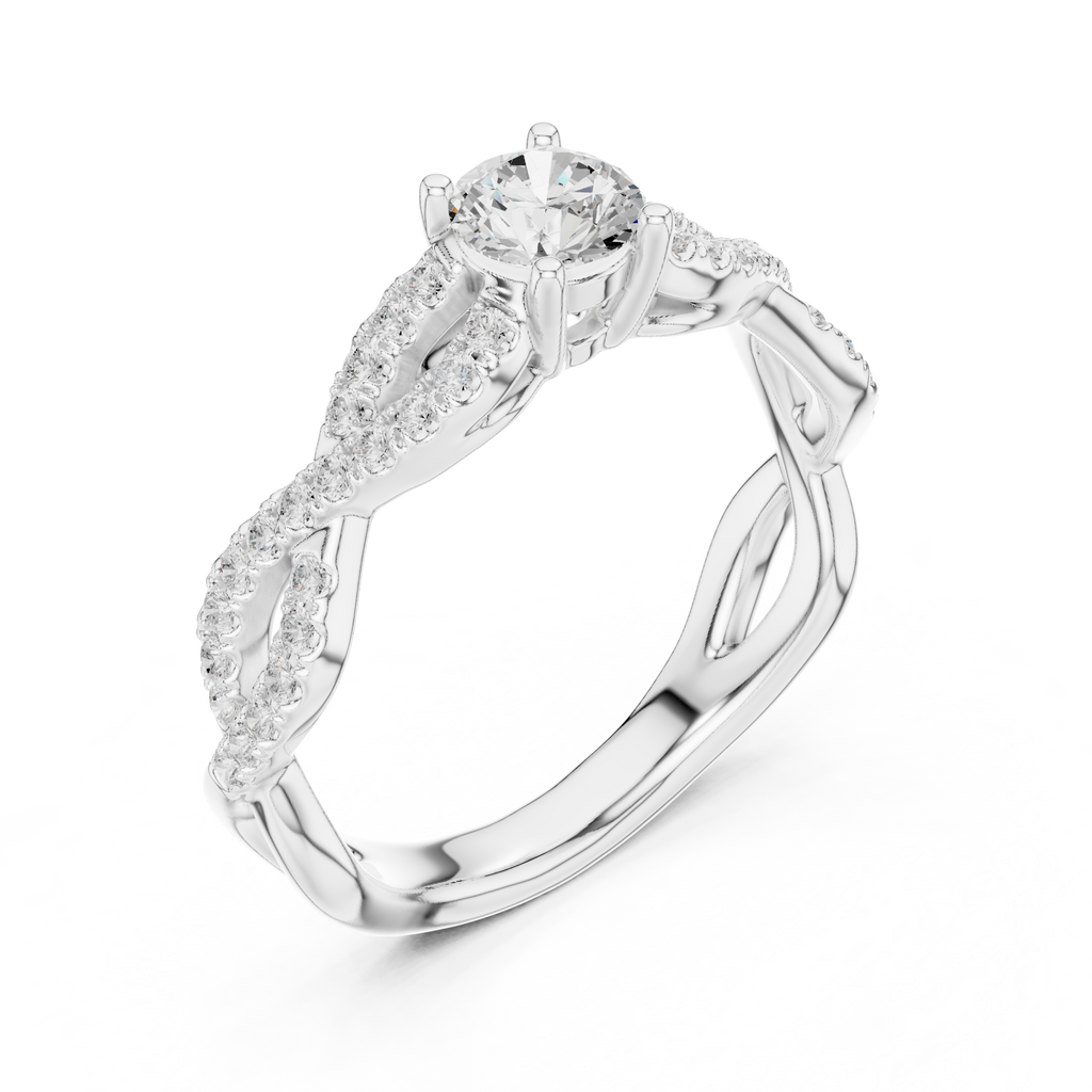 Twisted Pavé Diamond Engagement Ring