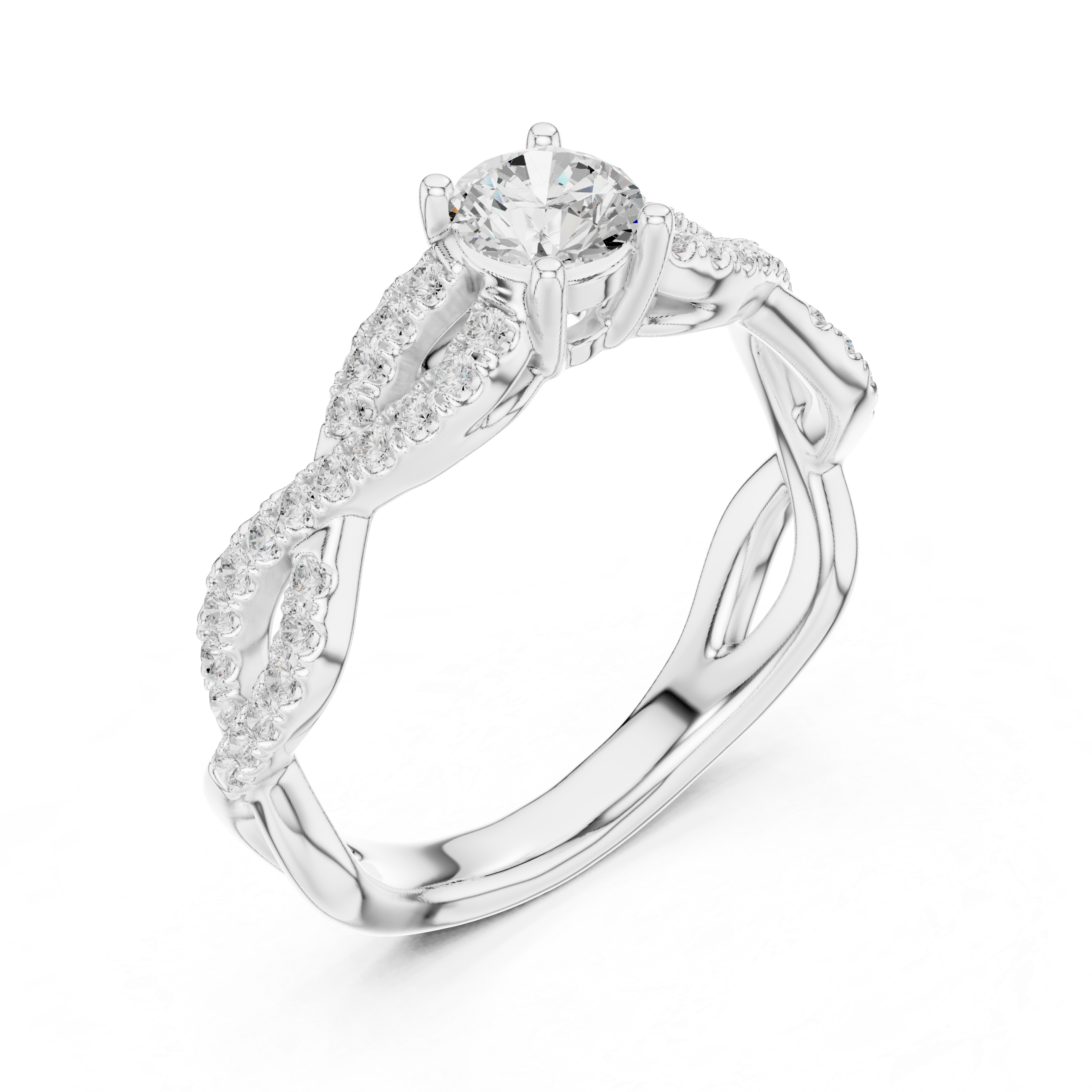 Twisted Pavé Diamond Engagement Ring