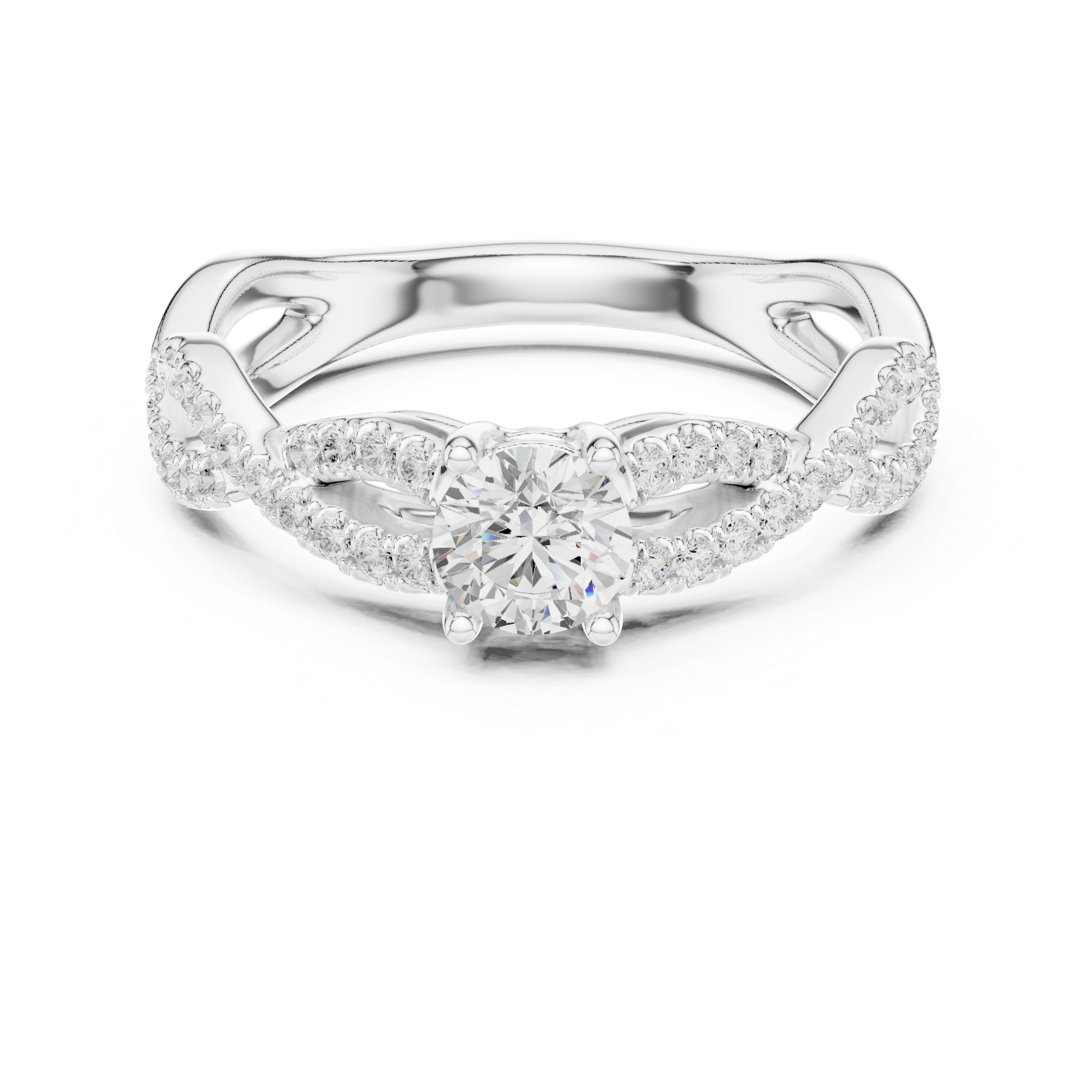 Twisted Pavé Diamond Engagement Ring