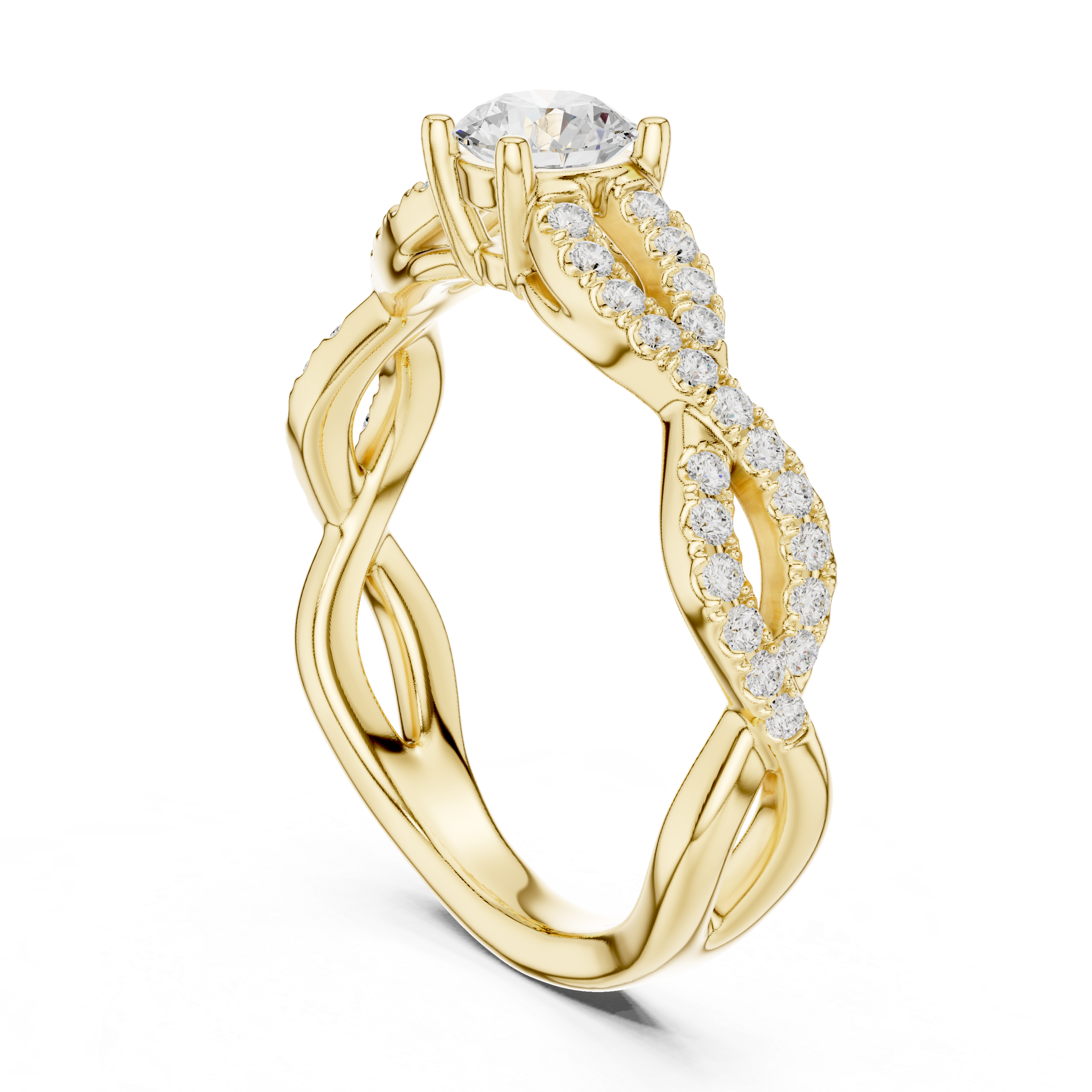 Twisted Pavé Diamond Engagement Ring