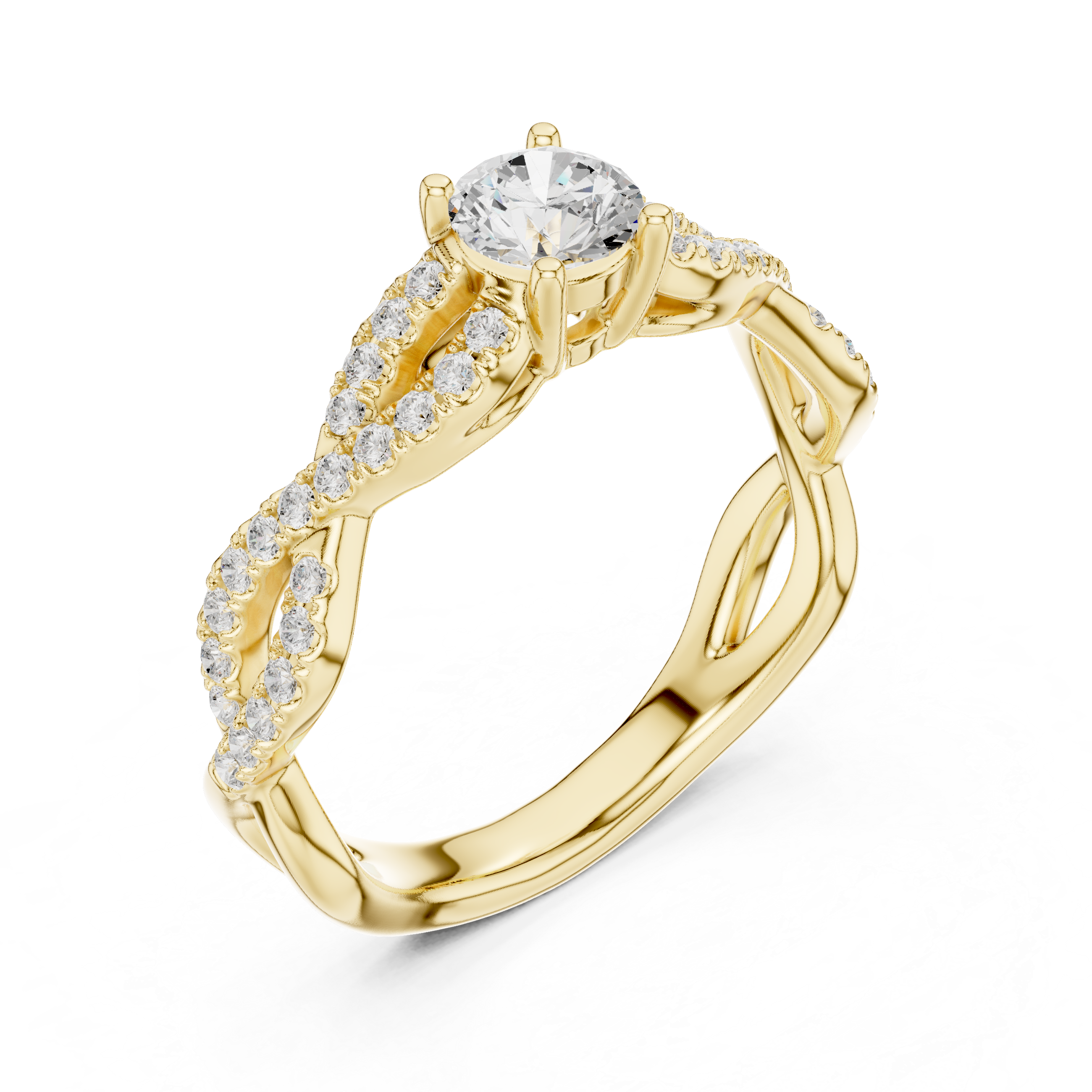 Twisted Pavé Diamond Engagement Ring