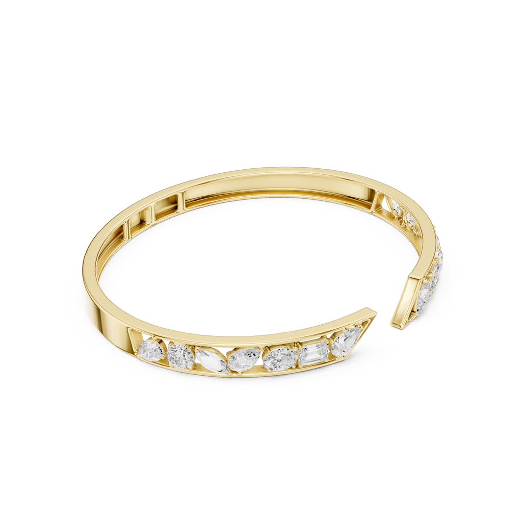 Multi-Shape Diamond Open Cuff Bracelet Corvexa Jewellery