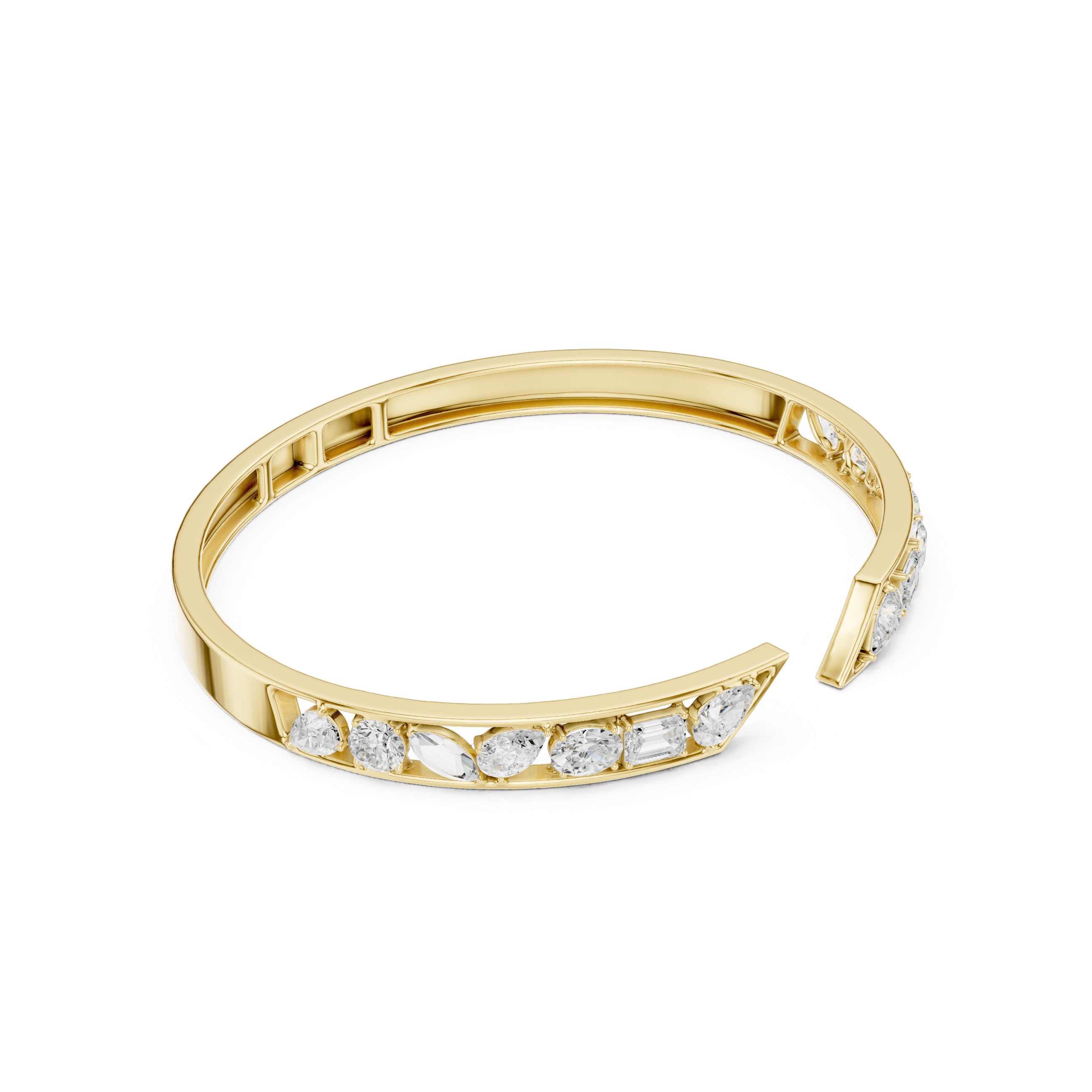 Multi-Shape Diamond Open Cuff Bracelet Corvexa Jewellery