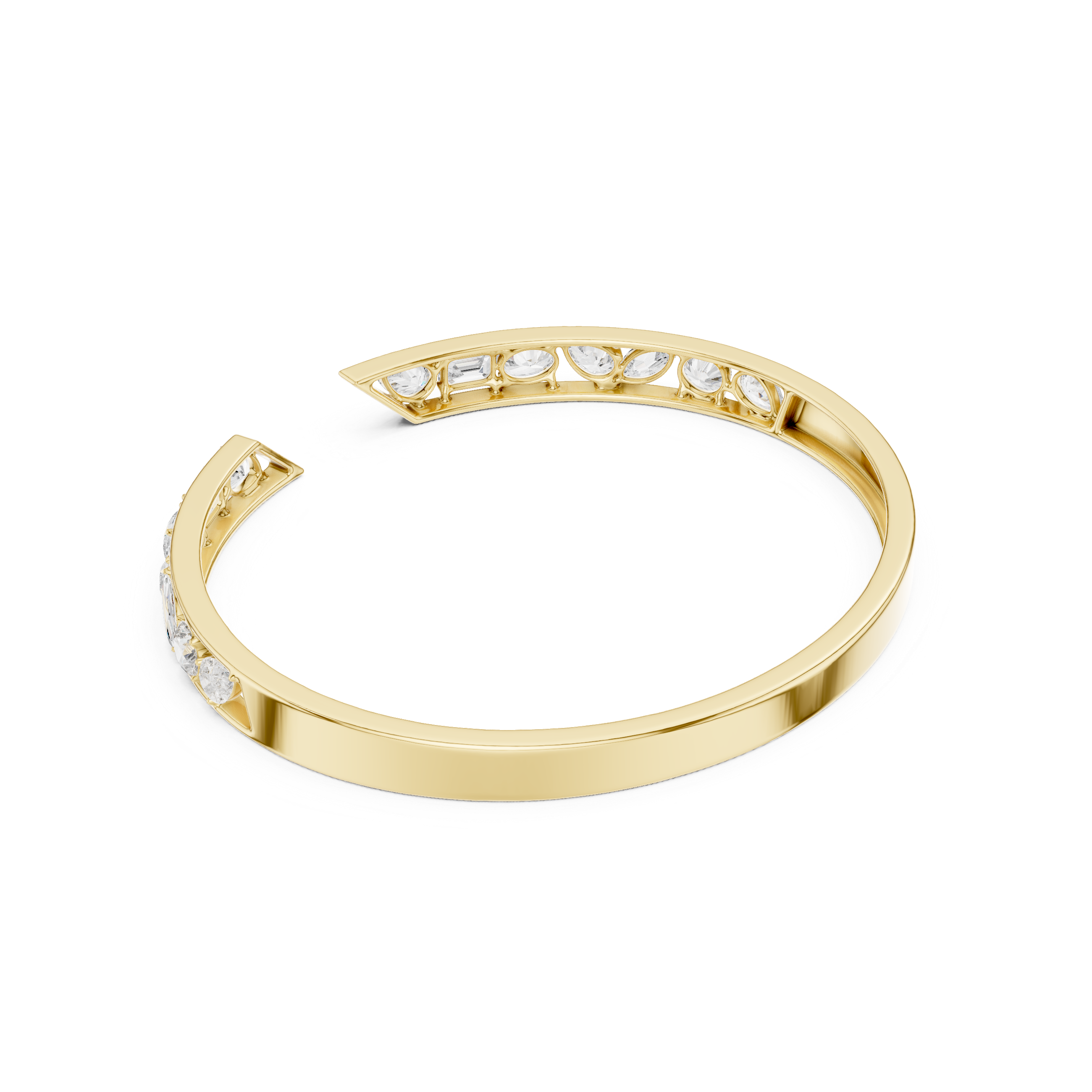 Multi-Shape Diamond Open Cuff Bracelet Corvexa Jewellery