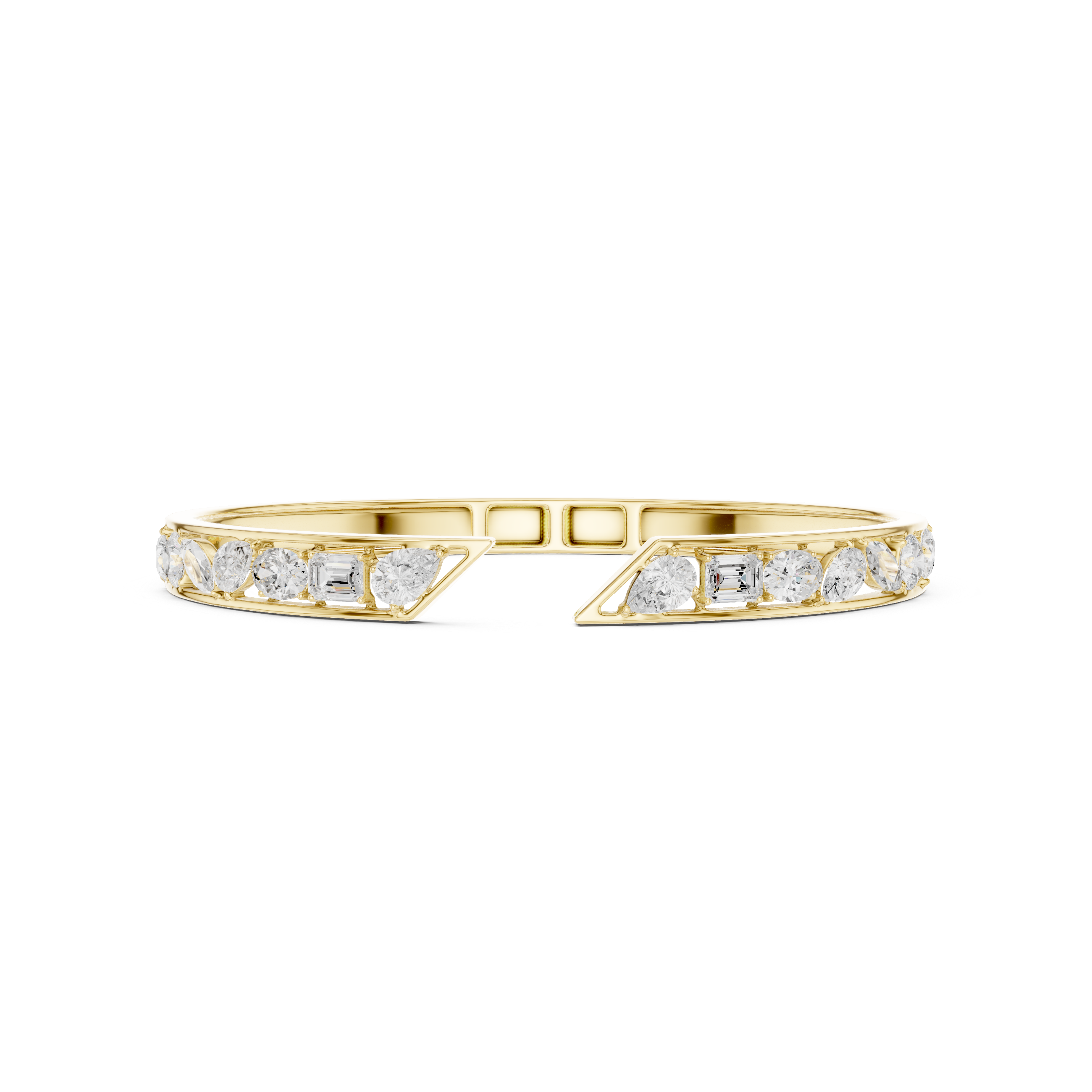 Multi-Shape Diamond Open Cuff Bracelet Corvexa Jewellery