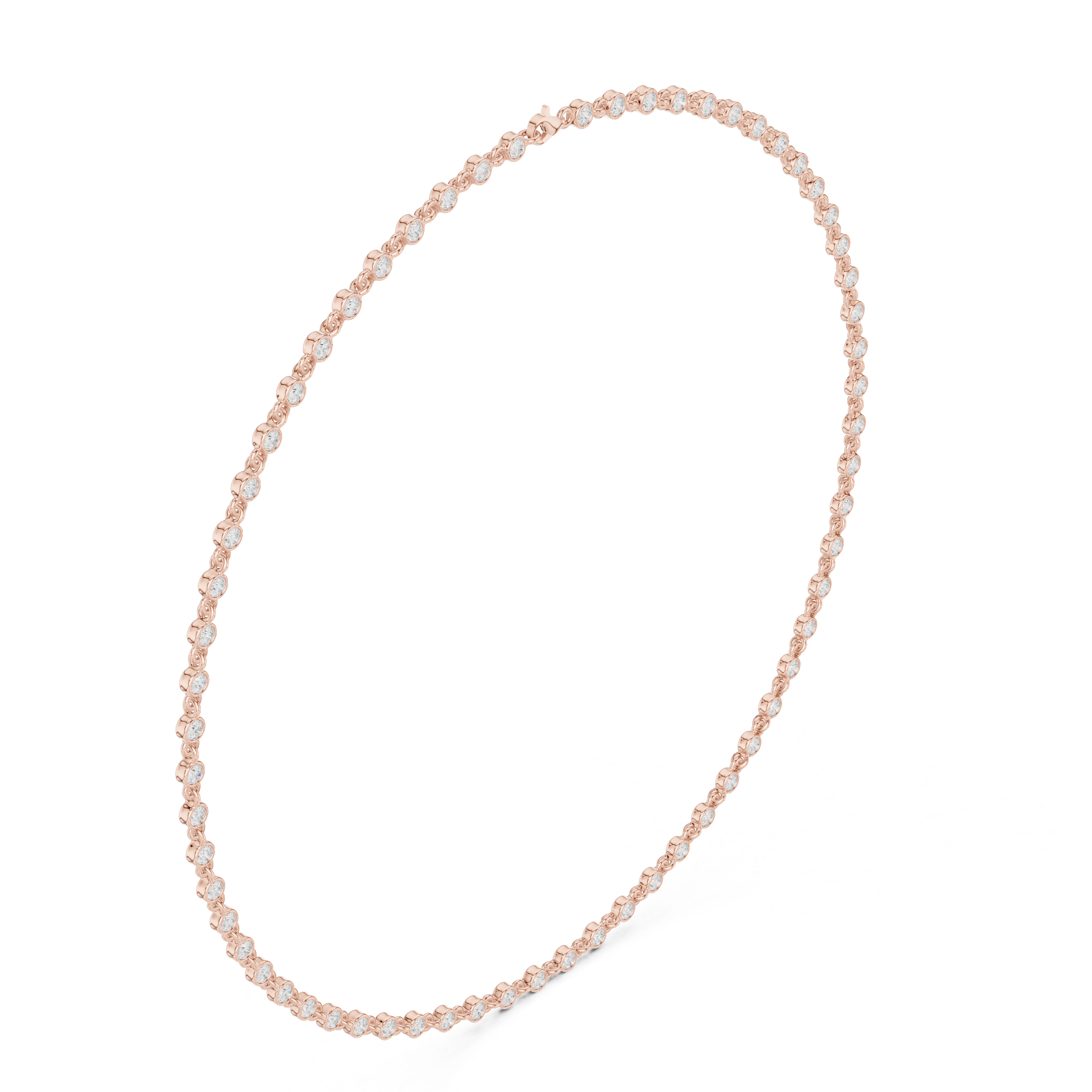 Round Bezel Diamond Tennis Necklace Corvexa Jewellery