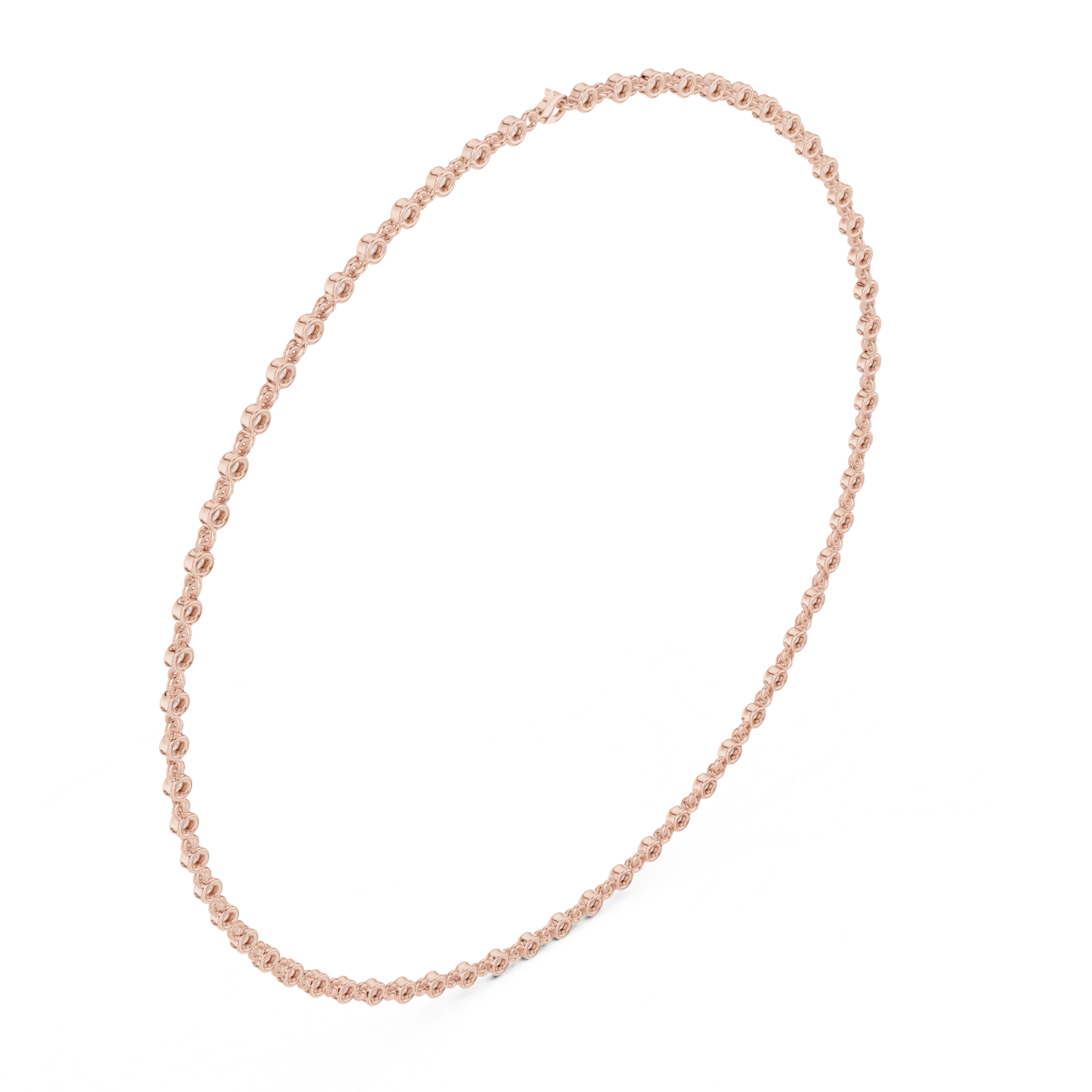 Round Bezel Diamond Tennis Necklace Corvexa Jewellery