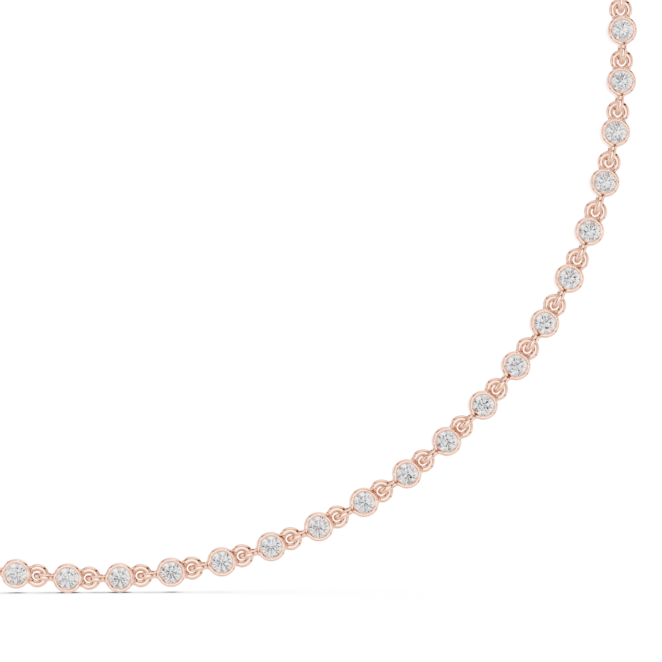 Round Bezel Diamond Tennis Necklace Corvexa Jewellery