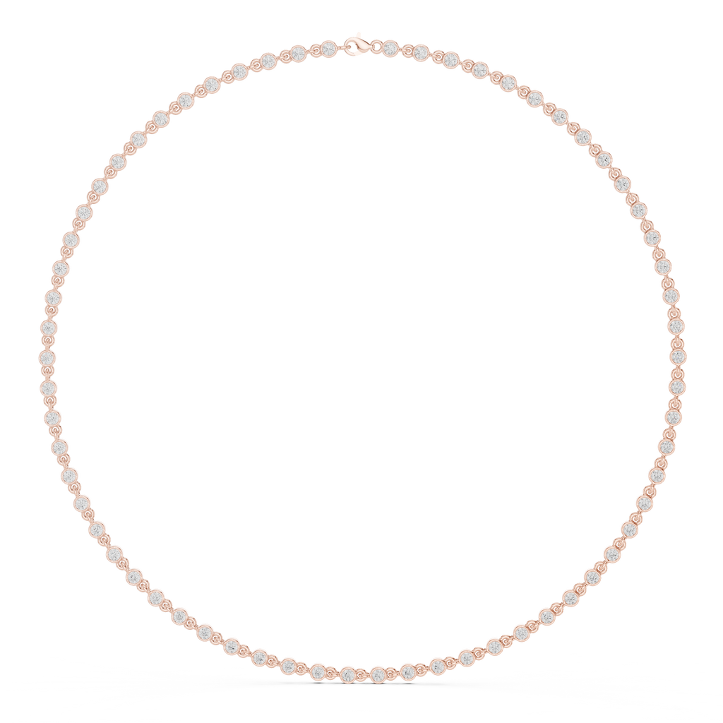 Round Bezel Diamond Tennis Necklace Corvexa Jewellery
