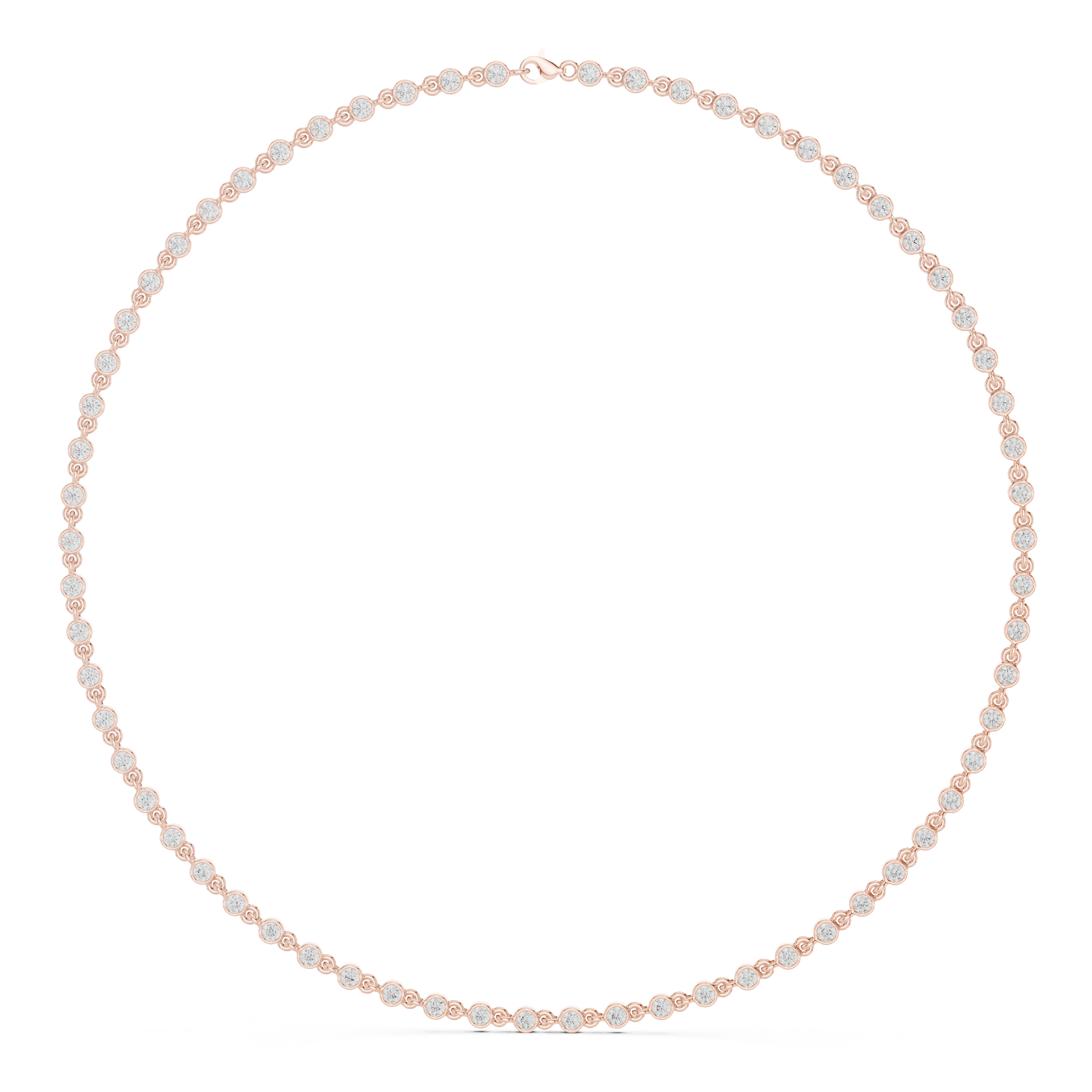Round Bezel Diamond Tennis Necklace Corvexa Jewellery
