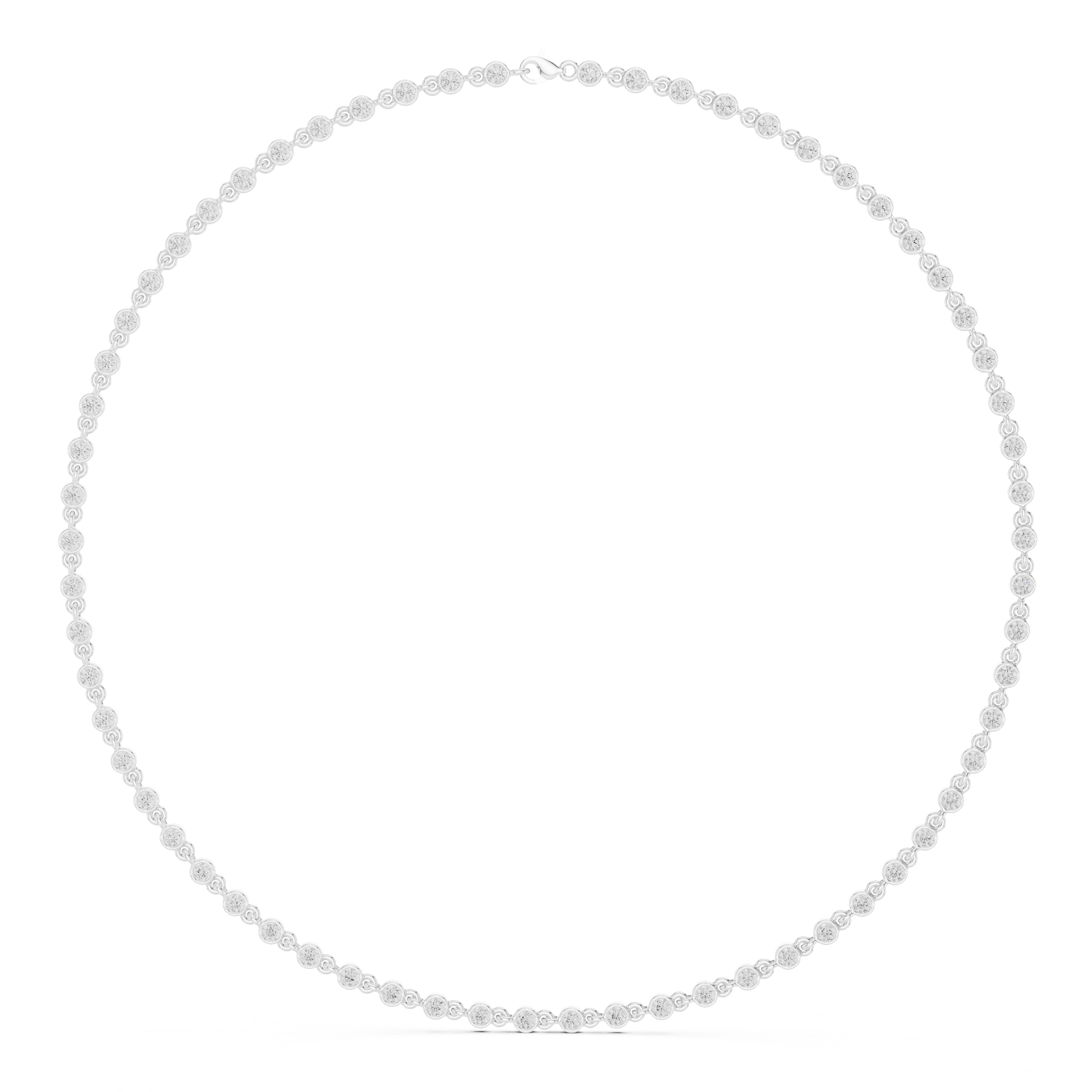 Round Bezel Diamond Tennis Necklace Corvexa Jewellery