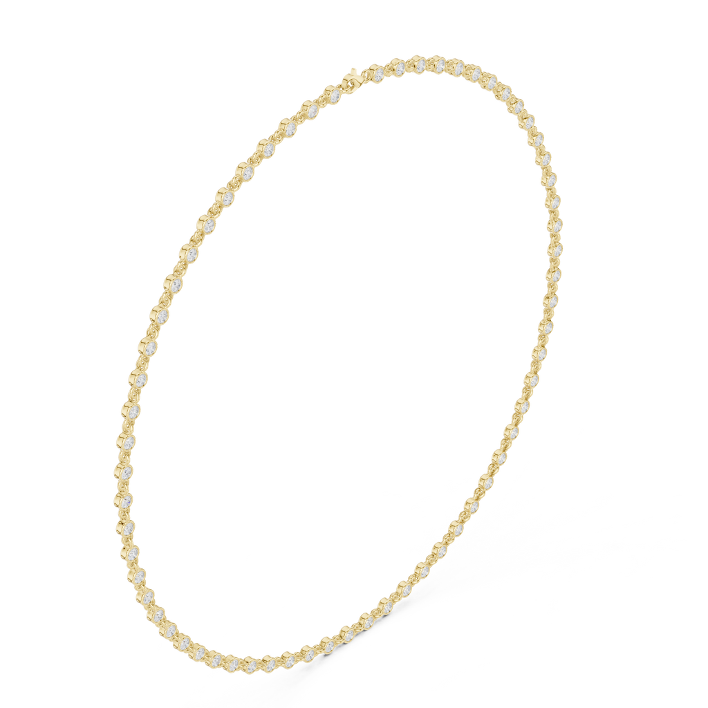 Round Bezel Diamond Tennis Necklace Corvexa Jewellery