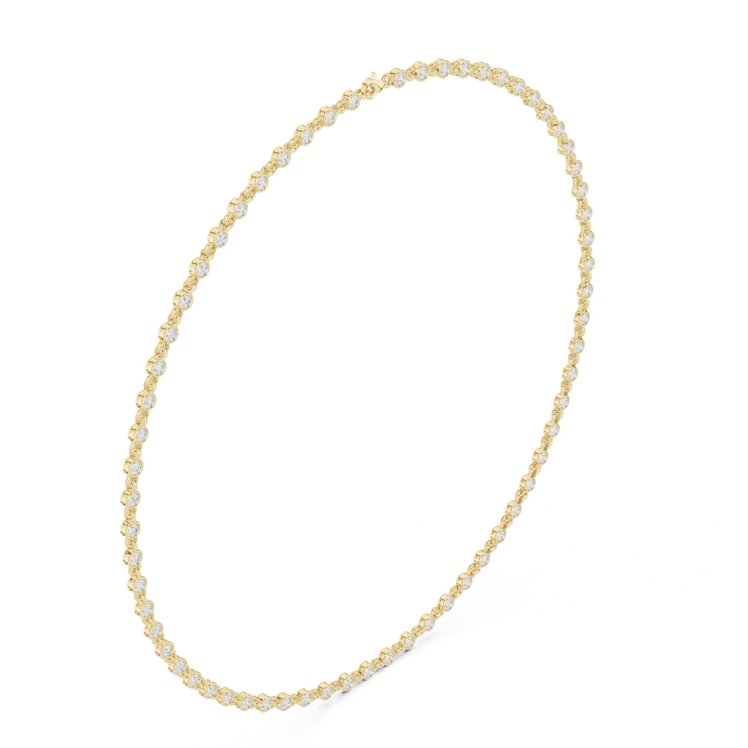 Round Bezel Diamond Tennis Necklace Corvexa Jewellery