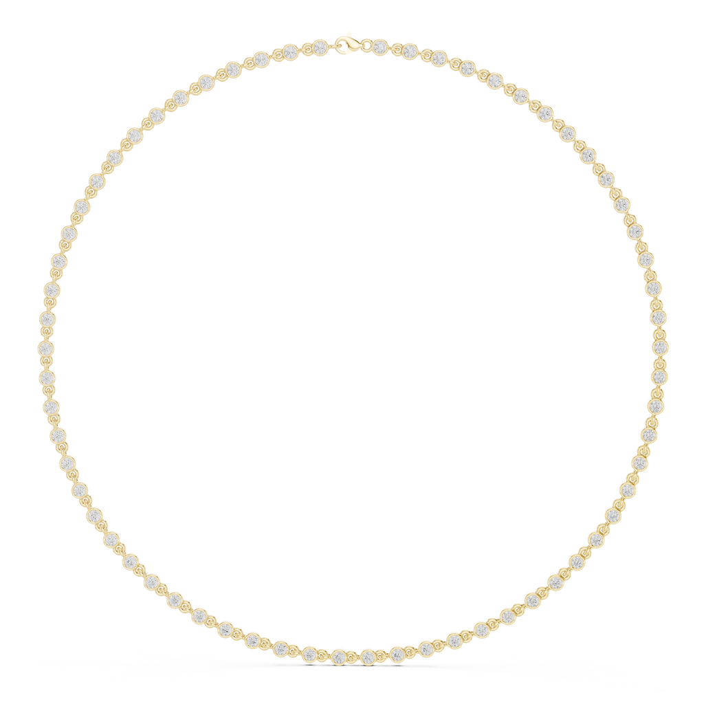 Round Bezel Diamond Tennis Necklace Corvexa Jewellery